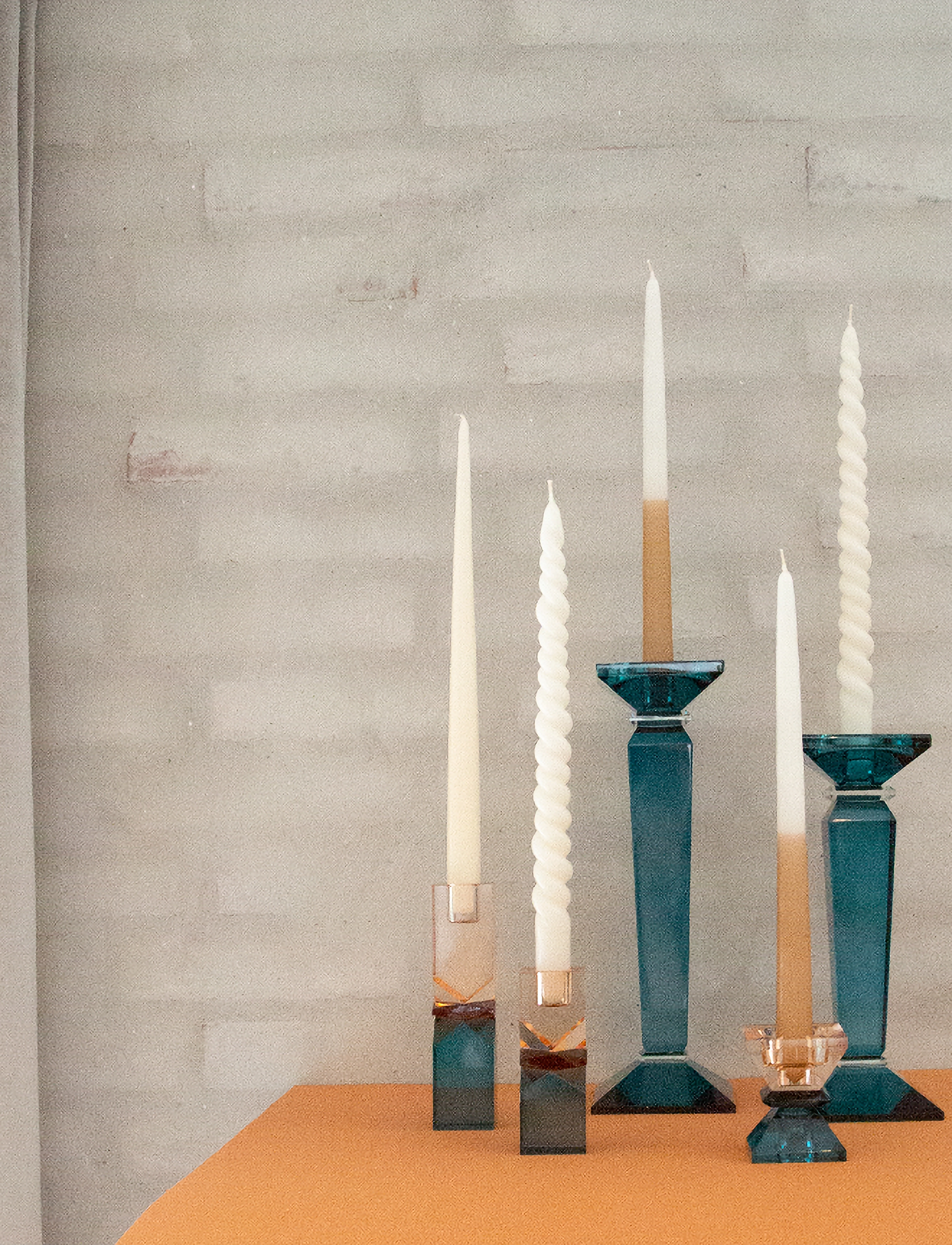 C'est Bon - Crystal candle holder - peach/amber/blue - 2