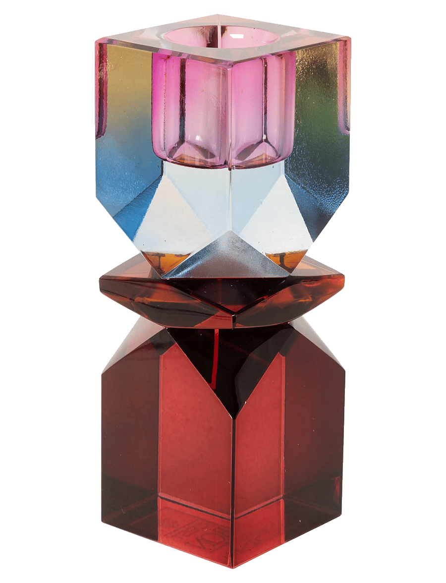 C'est Bon - Crystal holder, bordeaux/amber/blue ombre, 11x4x4 - Žvakidės - bordeaux/amber/blue ombre - 0