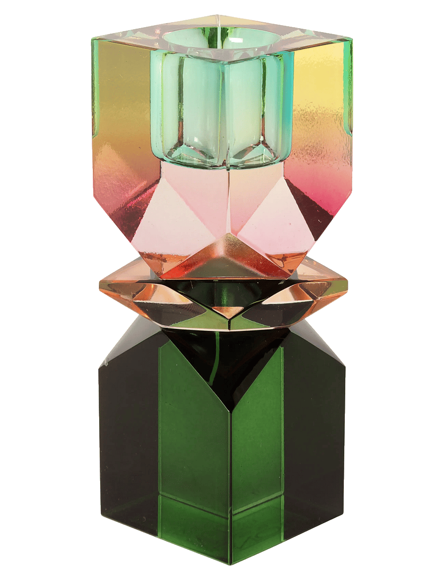 C'est Bon - Crystal holder, green/peach/pink ombre, 11x4x4 cm - küünlajalad - green/peach/pink ombre - 0