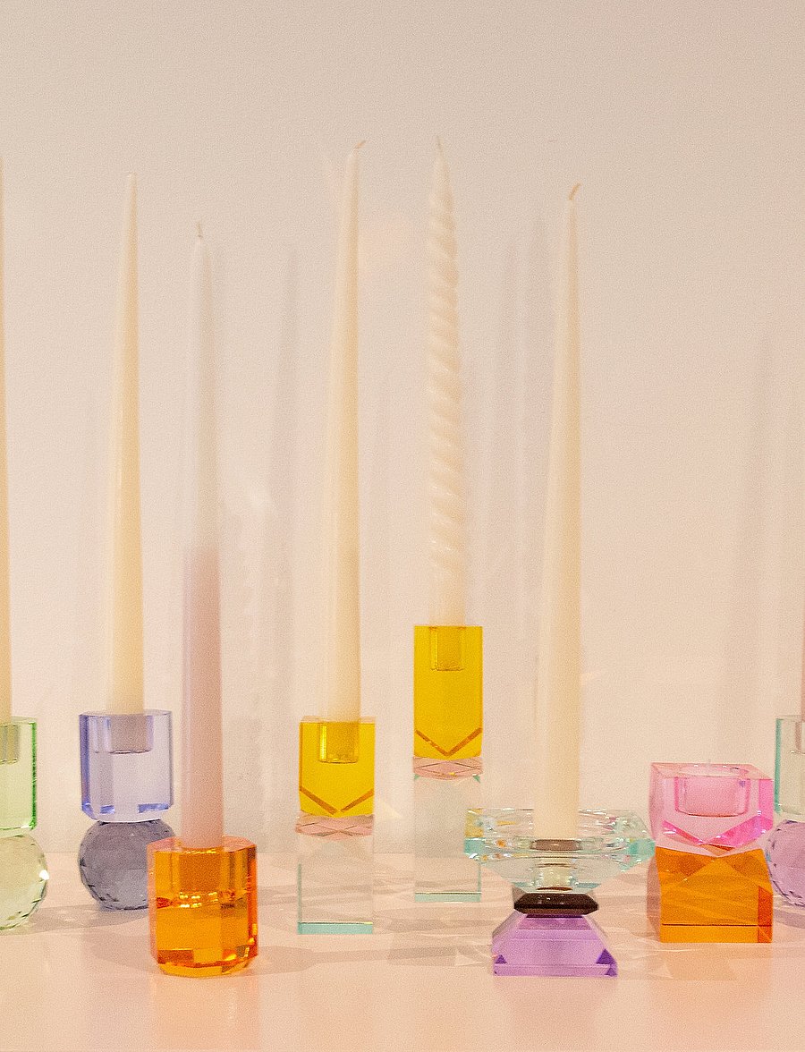 C'est Bon - Crystal candle holder - madalaimad hinnad - yellow/pink/light mint - 2