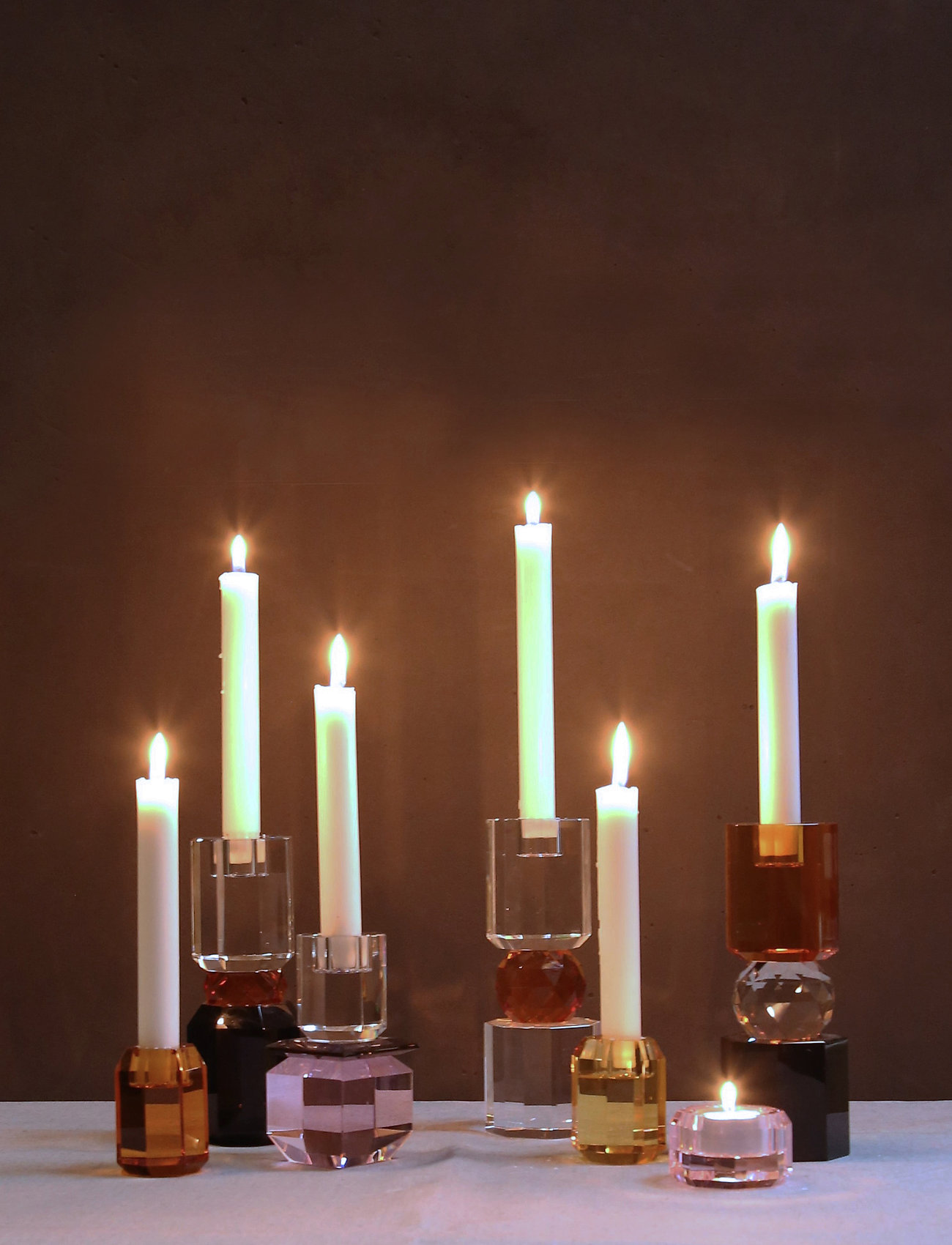 C'est Bon - Crystal candle holder - gimtadienio dovanos - black/clear/amber - 1