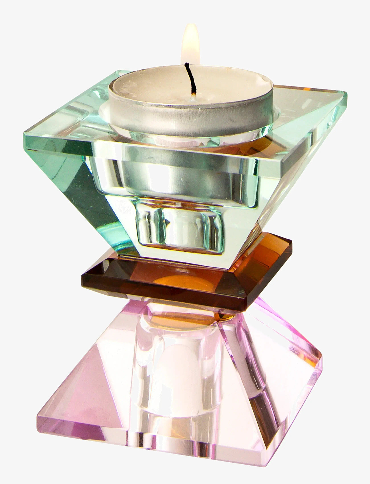 C'est Bon - Crystal candle holder - violet/amber/light mint - 5