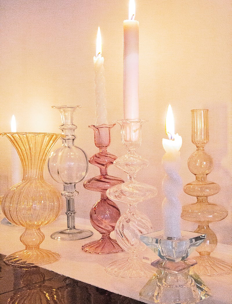 C'est Bon - Crystal candle holder - nach preis einkaufen - light yellow/pink/light mint - 4