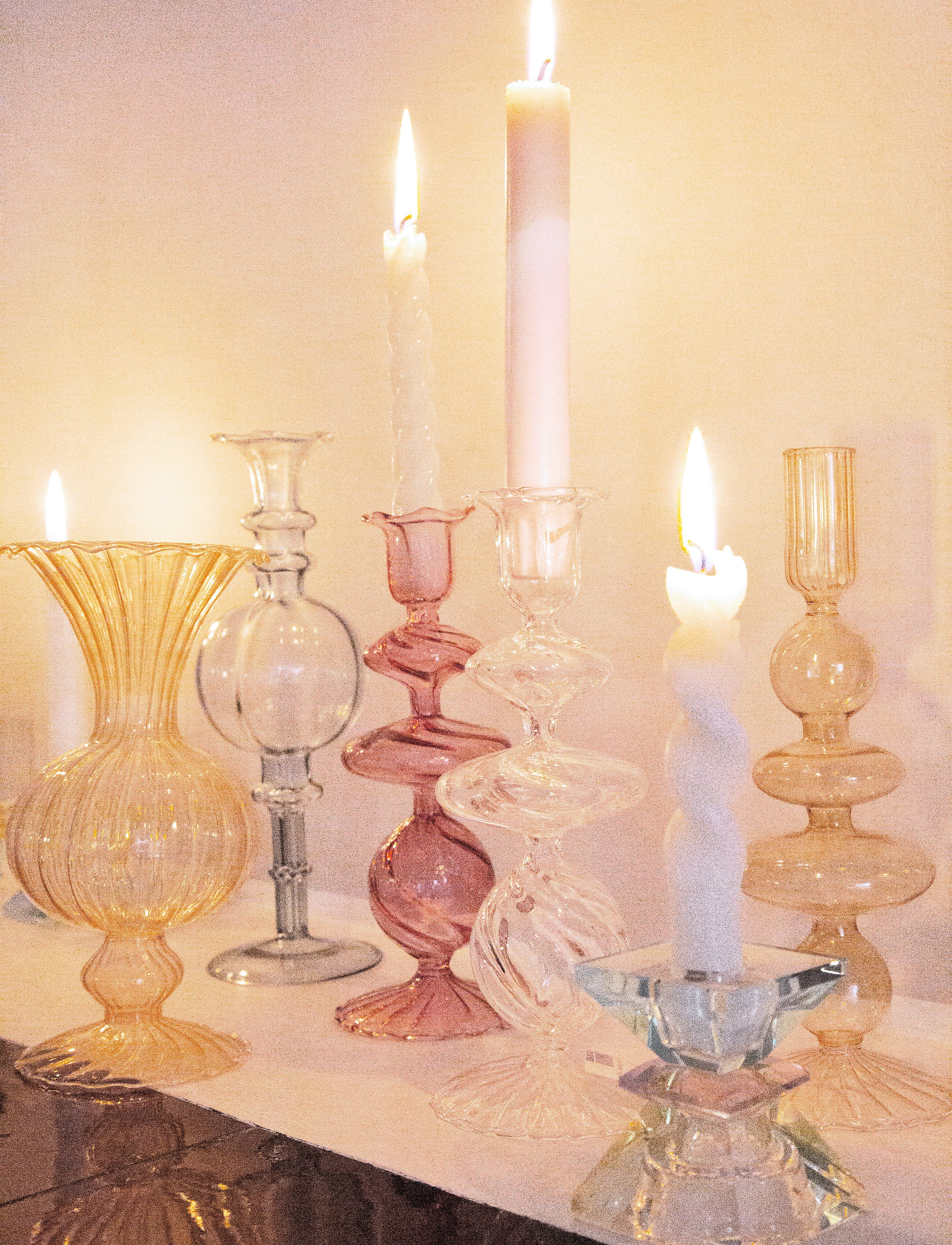 C'est Bon - Crystal candle holder - svečturi - light yellow/pink/light mint - 4