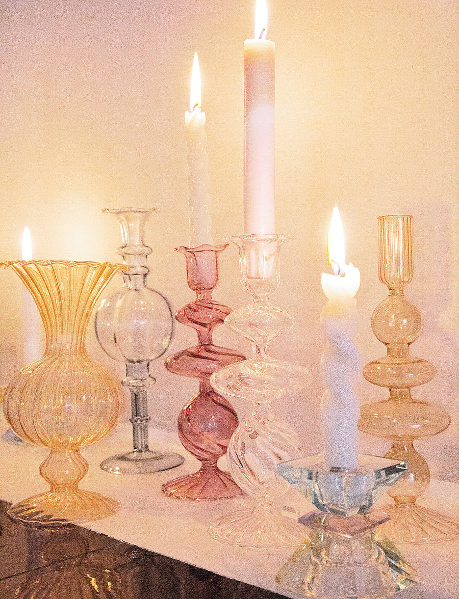 C'est Bon - Crystal candle holder - madalaimad hinnad - light yellow/pink/light mint - 4