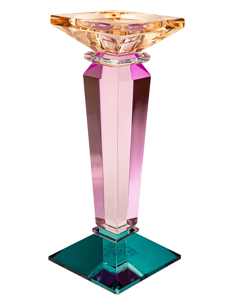 C'est Bon - Crystal candle holder - petrol/pink/peach - 0