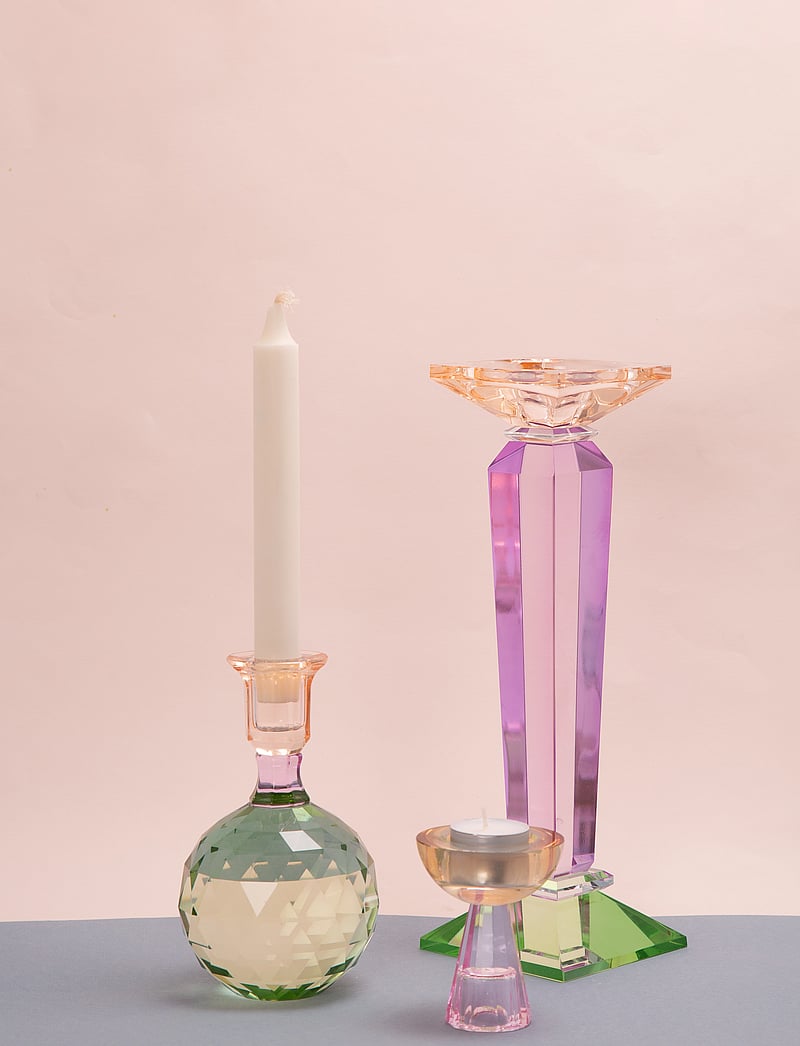 C'est Bon - Crystal candle holder - mint/violet/peach - 2