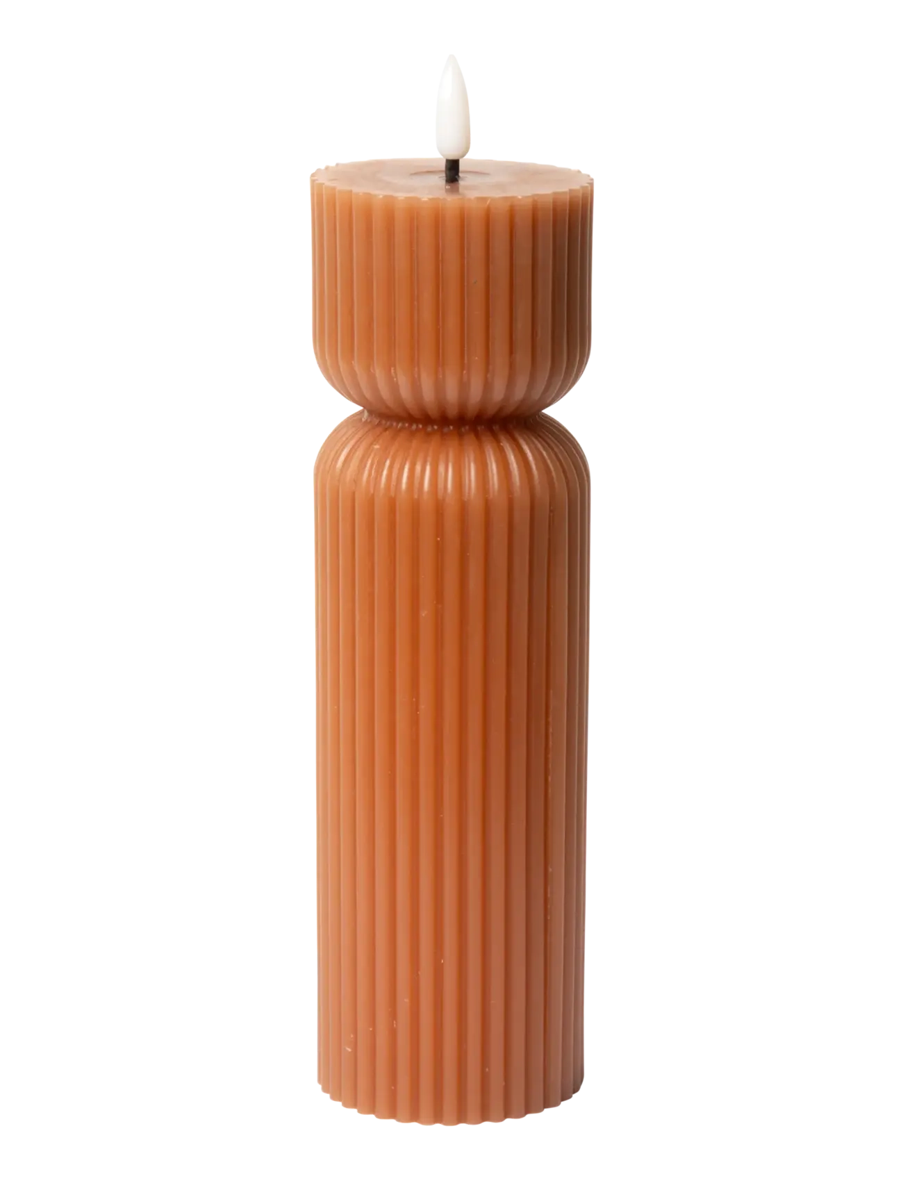 Striped LED pillar candle - GOLDEN BROWN