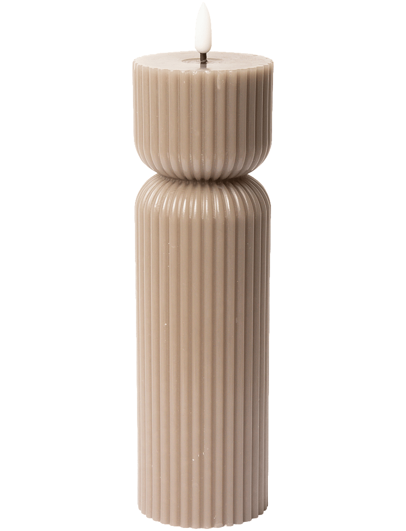 C'est Bon - Striped LED pillar candle - led kerzen - latte - 0