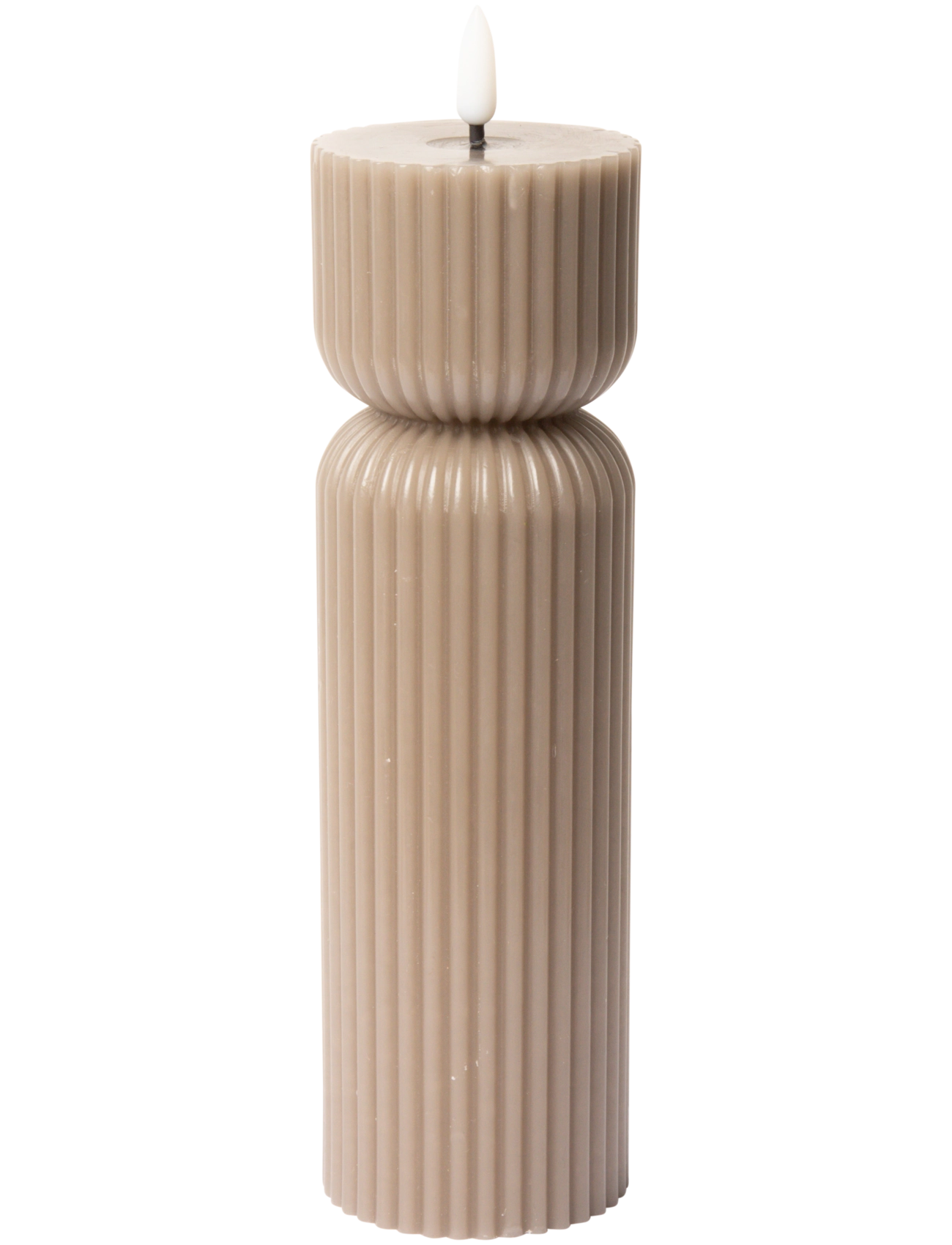 C'est Bon Striped LED pillar candle - Vis alt - LATTE / beige