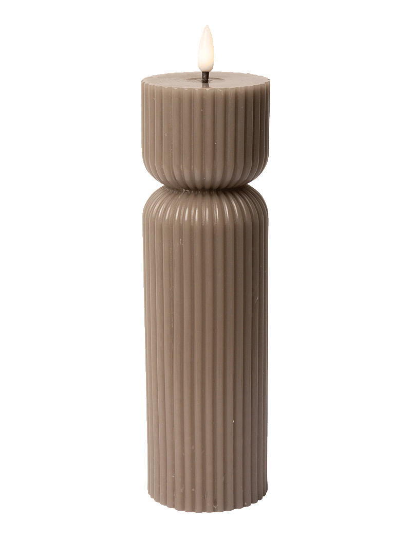 C'est Bon - Striped LED pillar candle - led kerzen - latte - 1