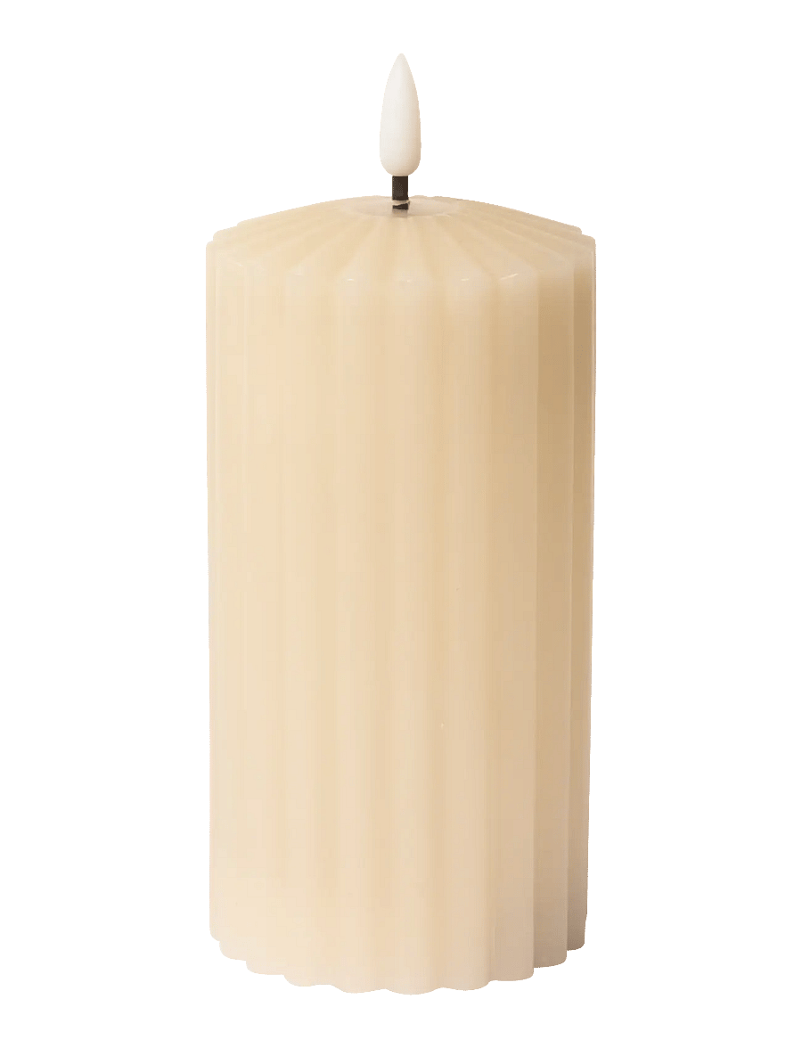 C'est Bon - Striped LED pillar candle - die niedrigsten preise - sand - 0