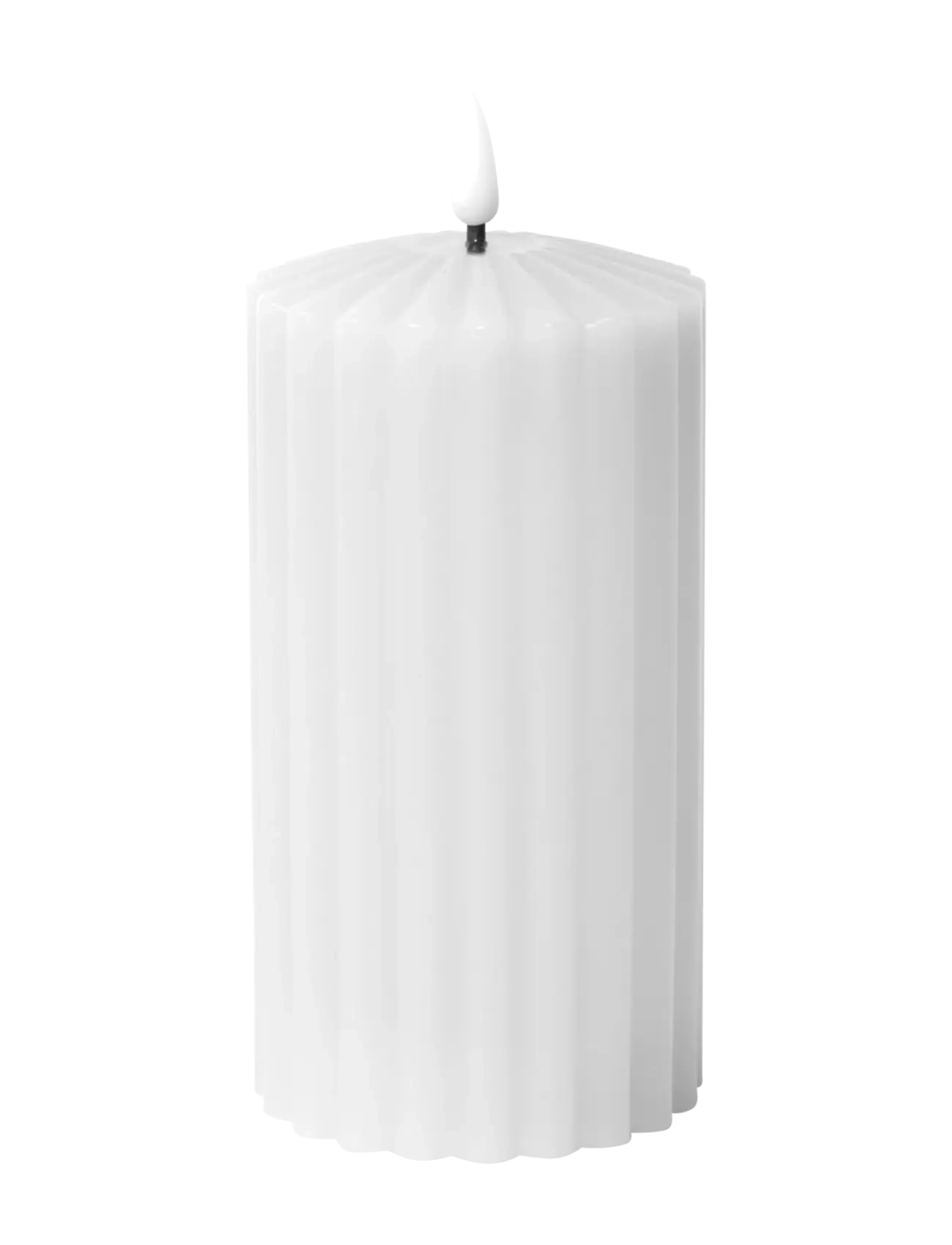 C'est Bon Striped Led Pillar Candle, LED-lys, Hvid, Str: H15CM