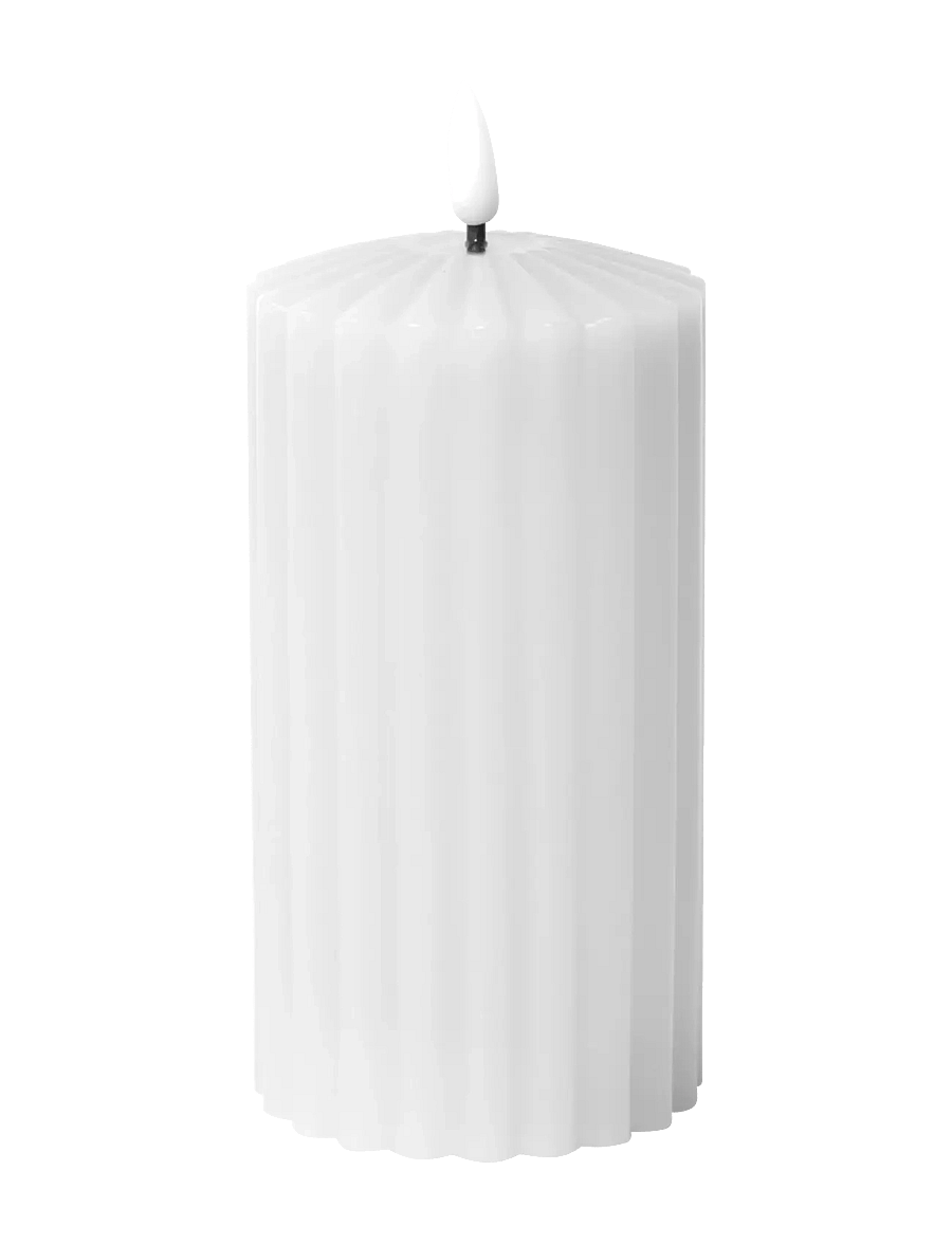 C'est Bon - Striped LED pillar candle - led küünlad - white - 0