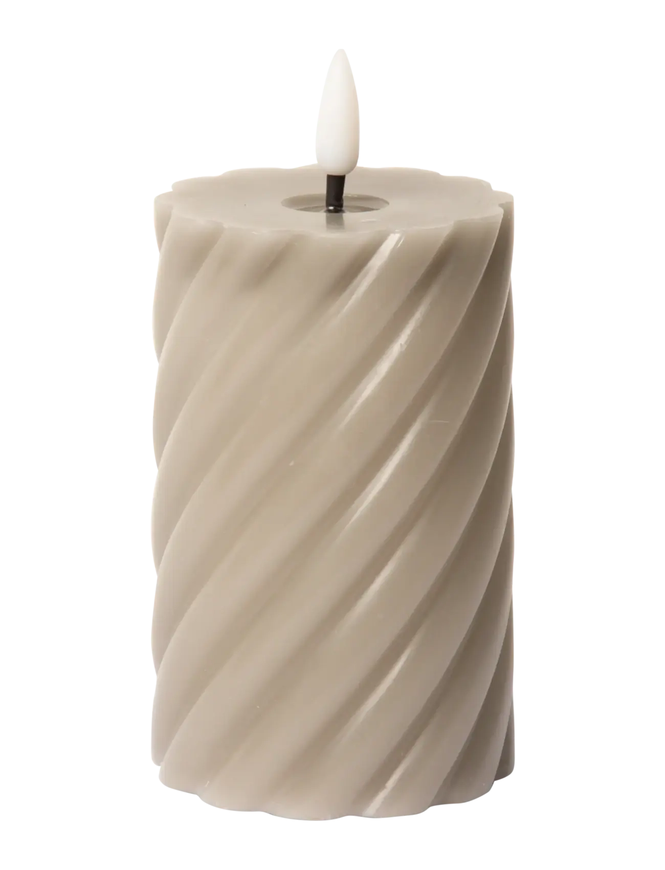 C'est Bon Spiralled Led Pillar Candle, LED-lys, Grå, Str: H11CM