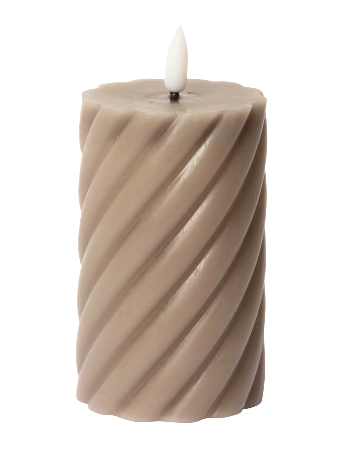 C'est Bon Spiralled Led Pillar Candle, LED-lys, Brun, Str: H11CM