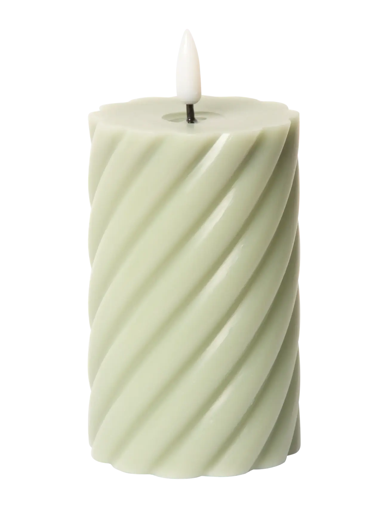 C'est Bon Spiralled Led Pillar Candle, LED-lys, Grøn, Str: H11CM
