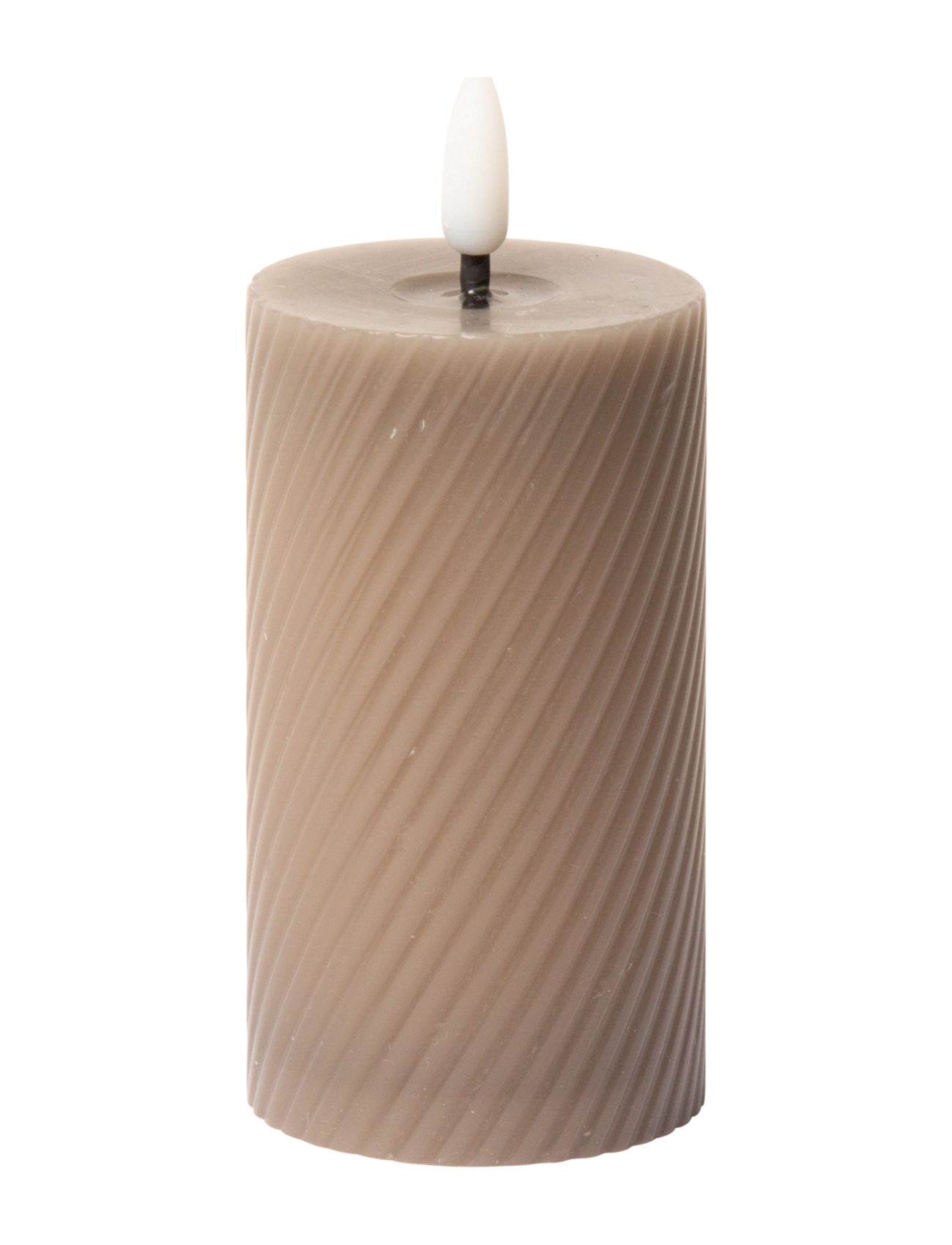 C'est Bon Swirled Led Pillar Candle, LED-lys, Grå, Str: H10CM