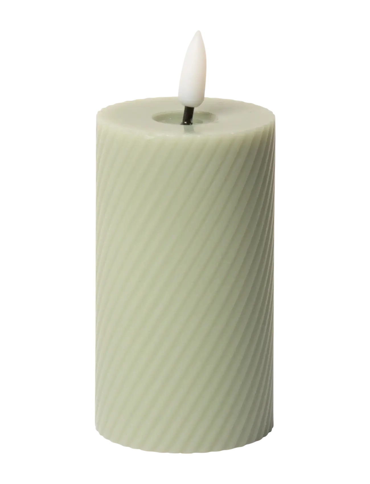 C'est Bon Swirled Led Pillar Candle, LED-lys, Grøn, Str: H10CM