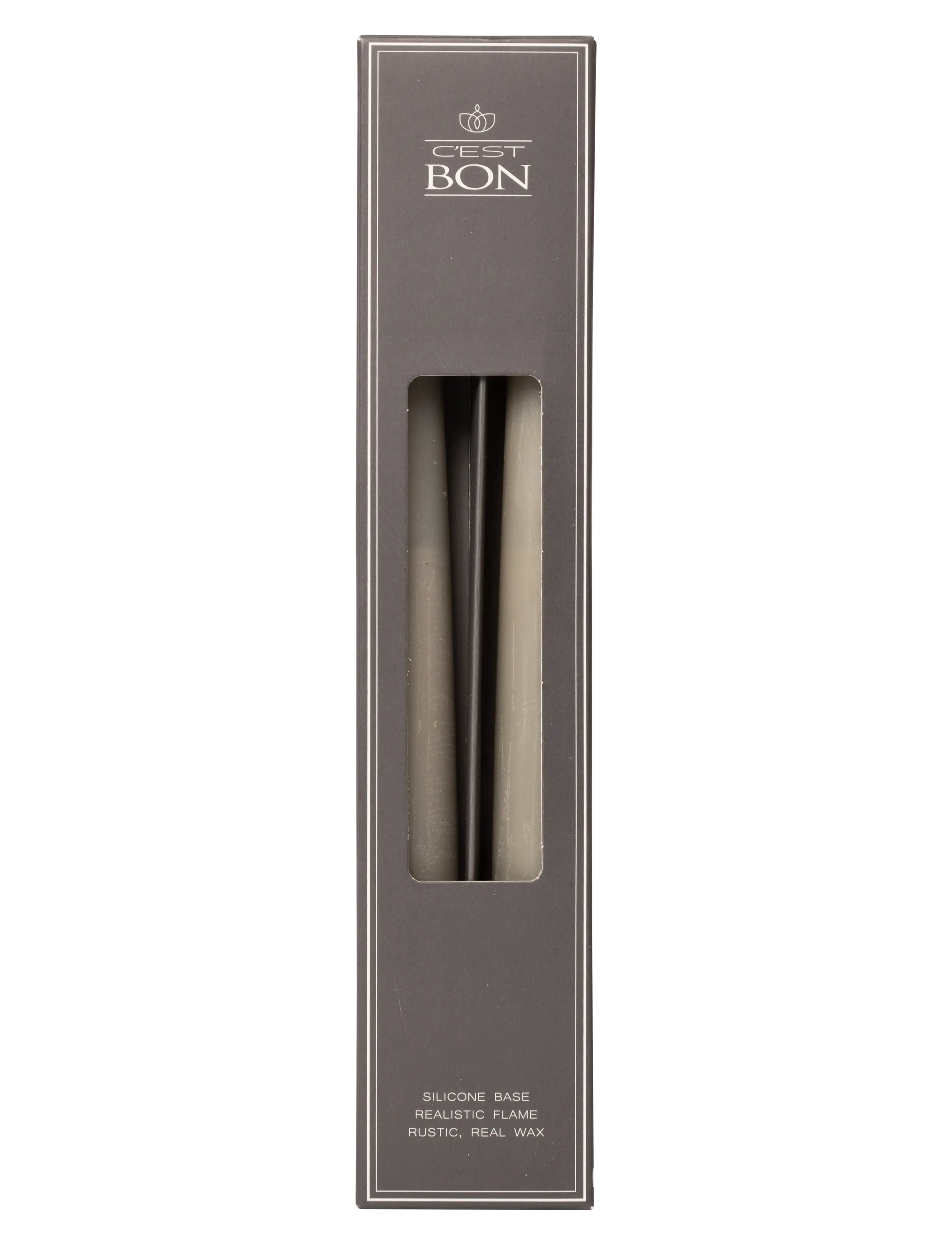 C'est Bon - Rustic finish LED taper candle 2-pack - led ljus - grey - 2