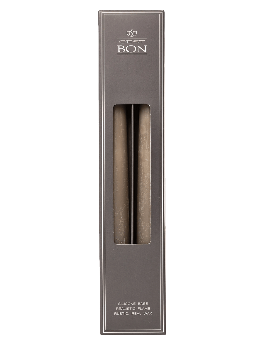 C'est Bon - Rustic finish LED taper candle 2-pack - led kerzen - latte - 2