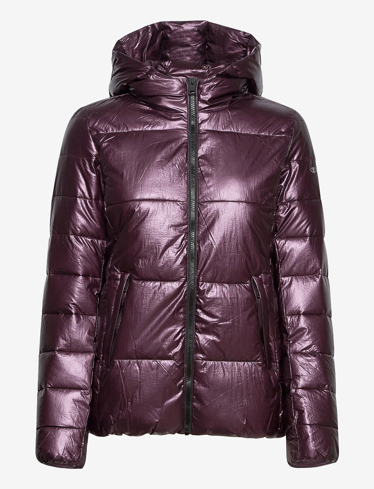 Hooded Polyfilled Jacket - BLACKBERRY WINE