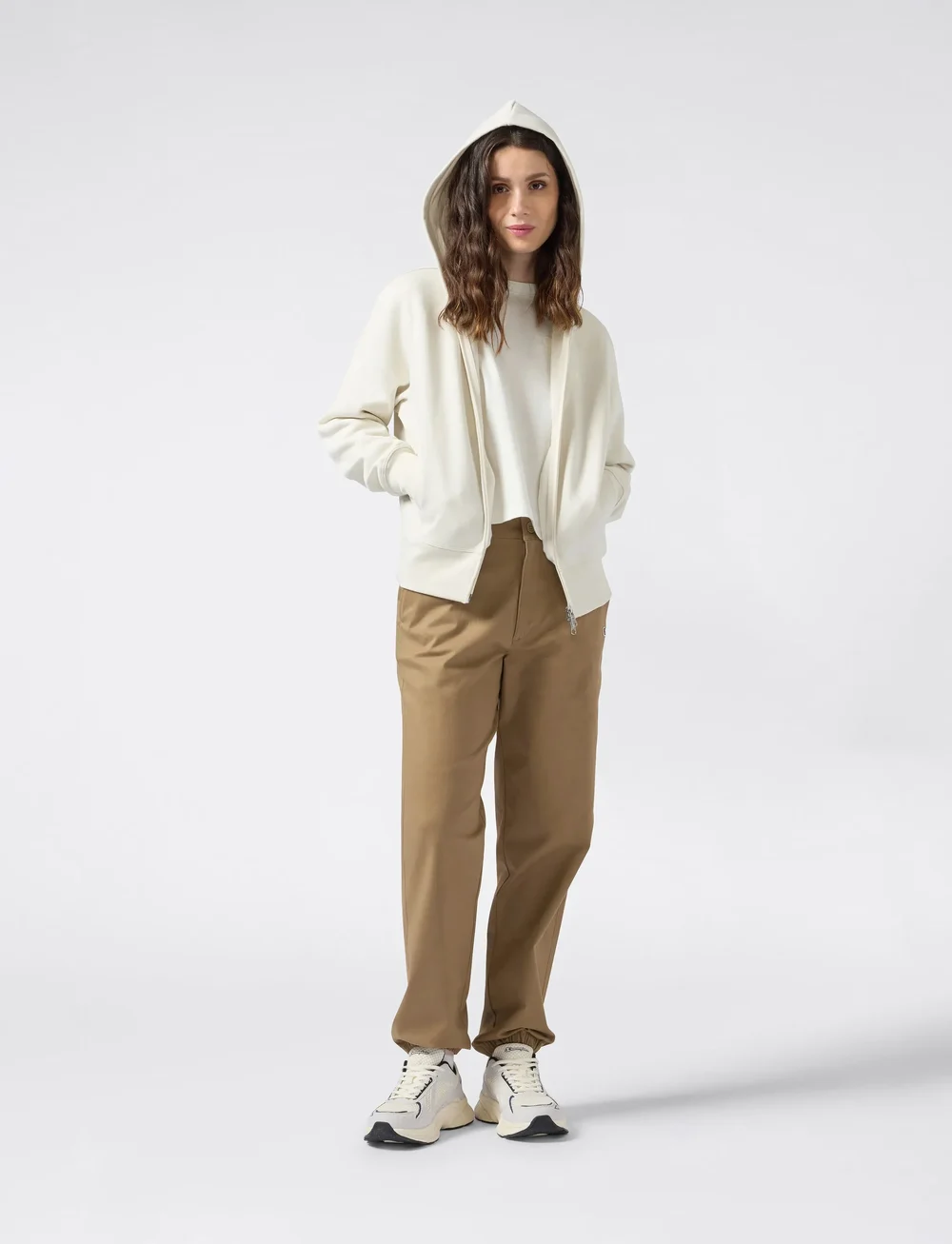 Champion - Full Zip Hoodie Sweatshirt - huvtröjor - ivory canvas - 0