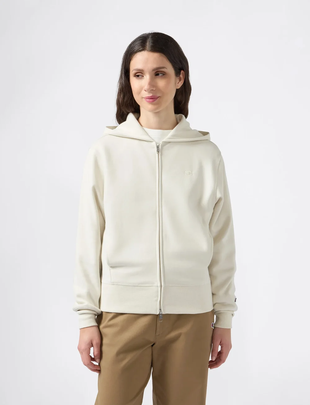 Champion - Full Zip Hoodie Sweatshirt - huvtröjor - ivory canvas - 4