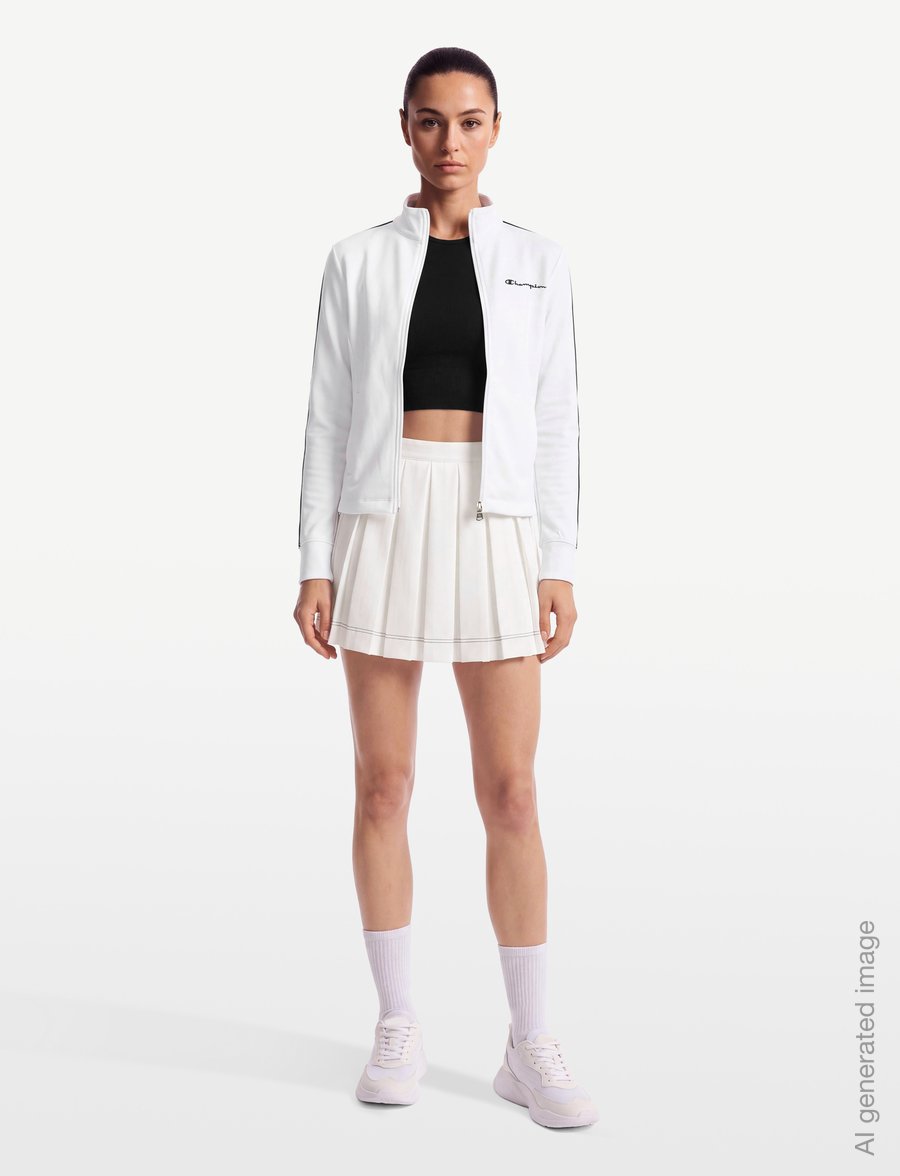Champion - Full Zip Hoodie Sweatshirt - Överdelar - ww001-wht - 0
