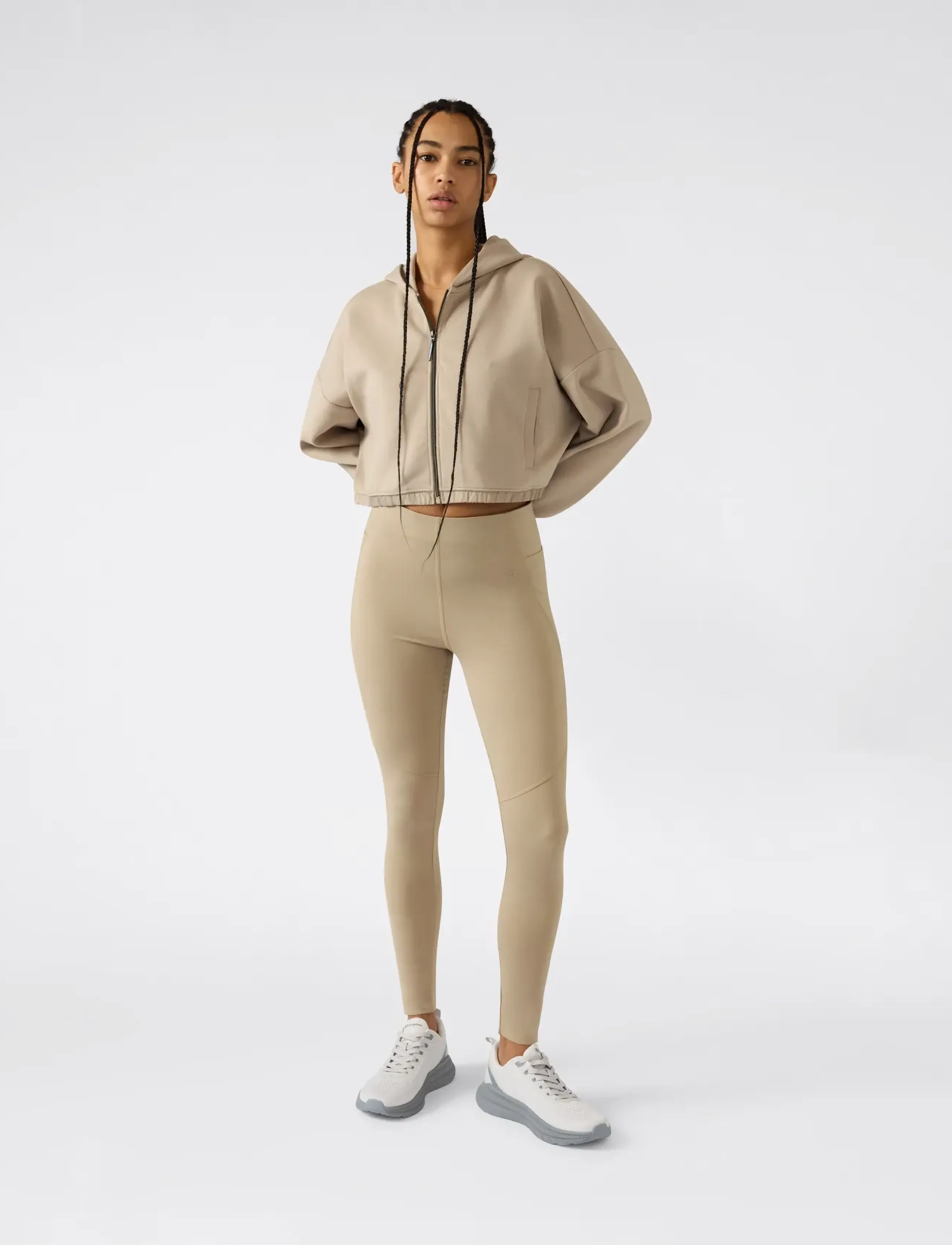 Champion Full Zip Hoodie Sweatshirt, S, Beige, Sport Sweatshirts & Hoodies > Sport Hoodies, Dame