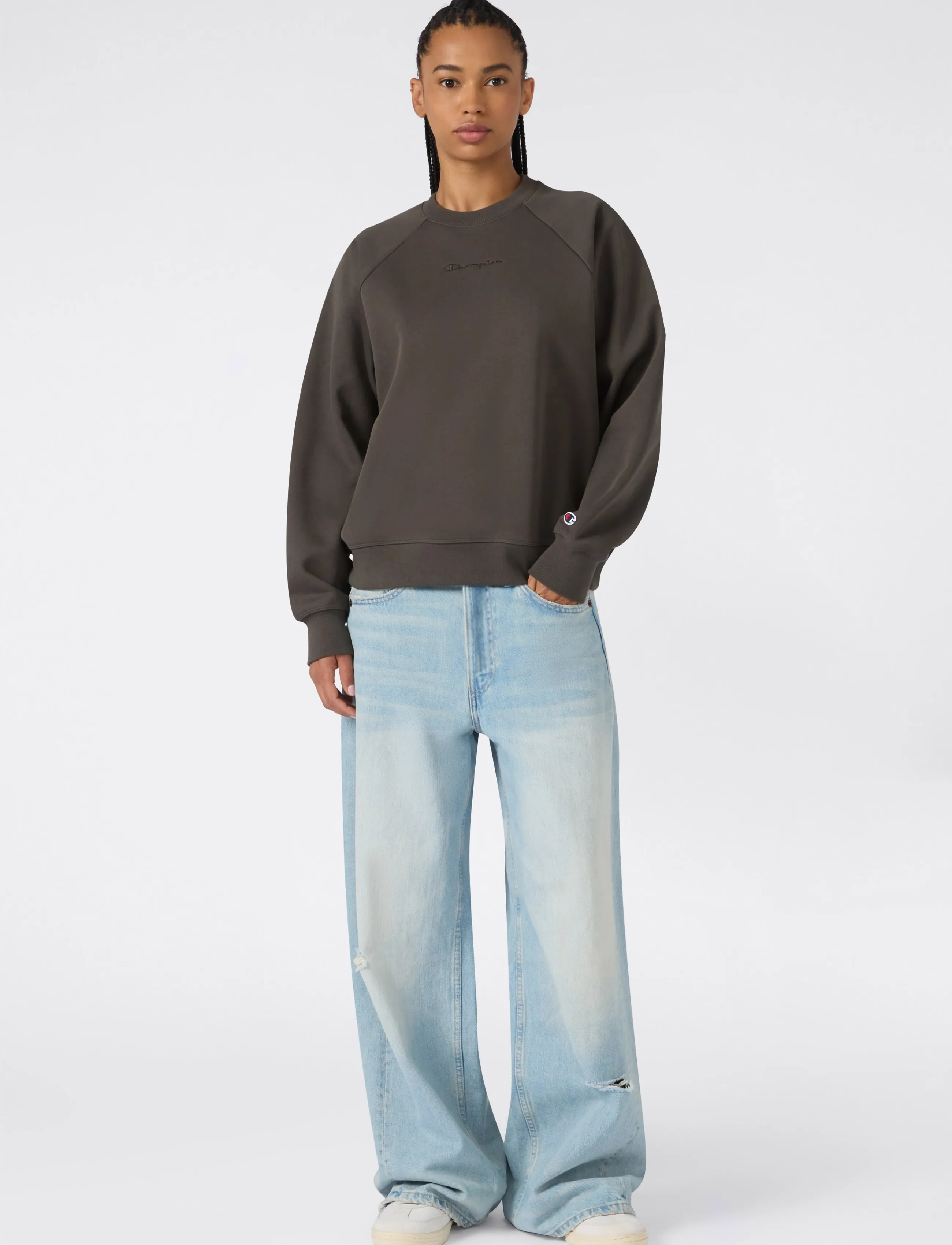 Champion Crewneck Sweatshirt, Damen, Crewneck Sweatshirt, Braun, Gr.XL
