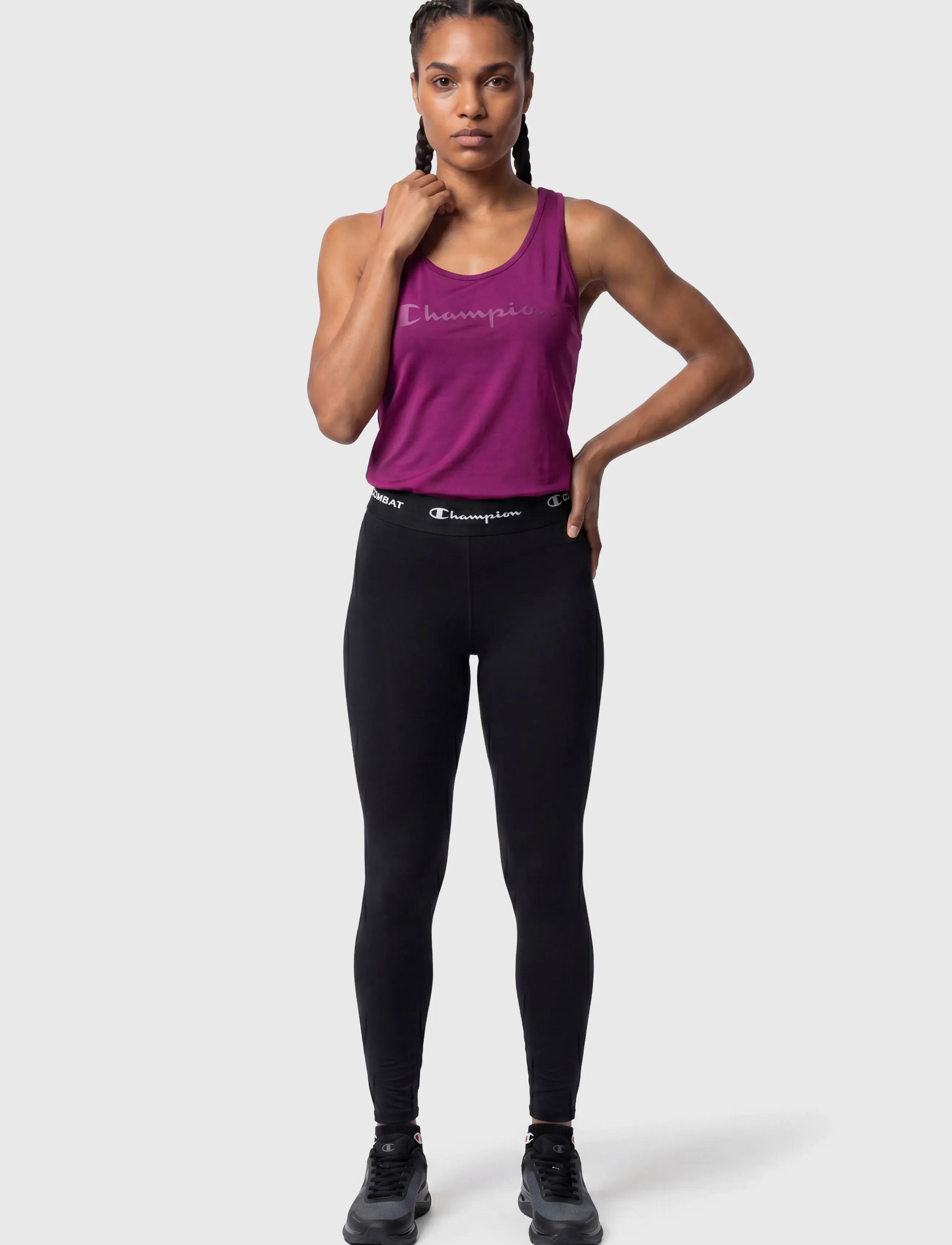 Champion Leggings, Logo Taljebånd Leggings, Sort, Str: M