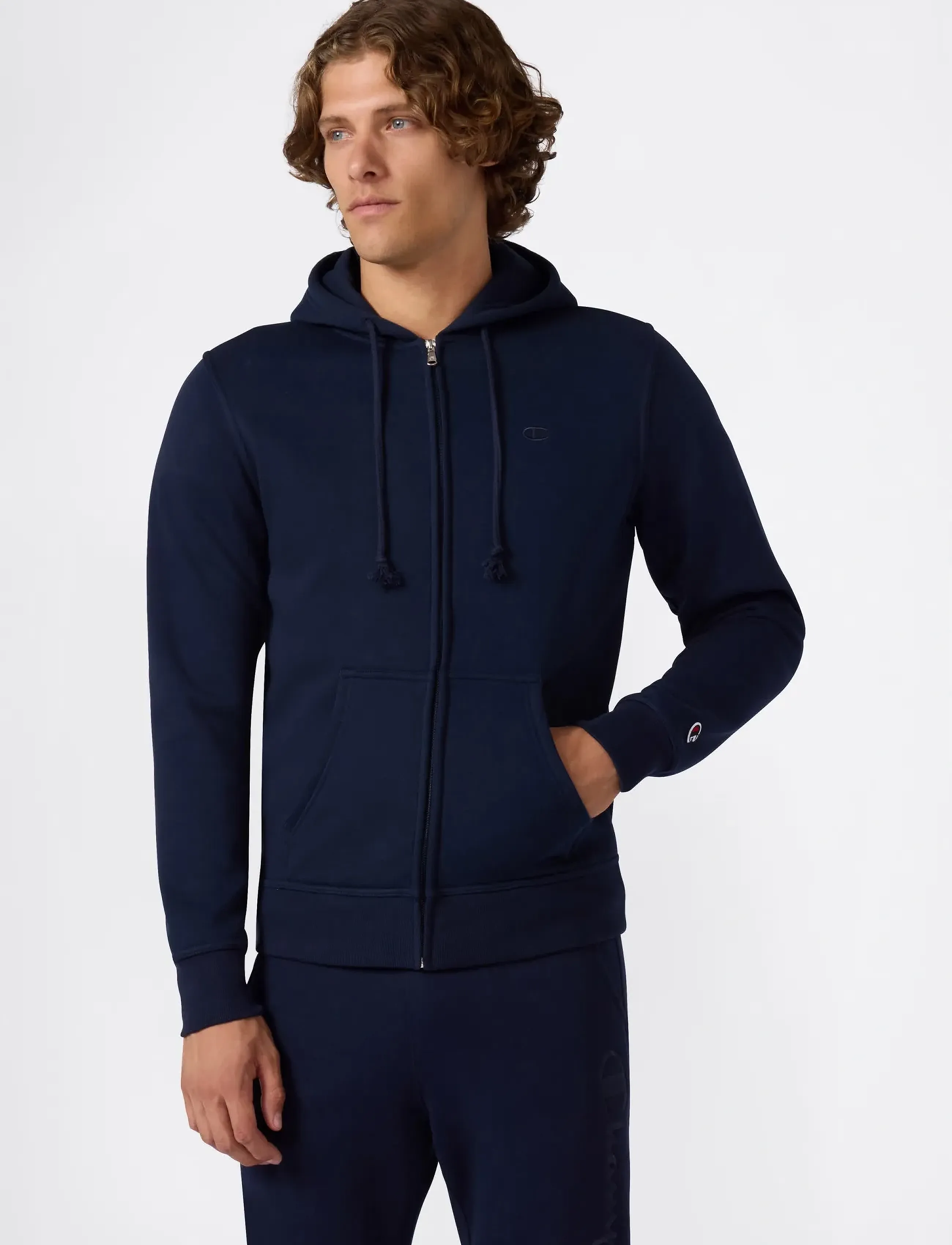 Champion Full Zip Hoodie Sweatshirt, XL, Navy, Jakker > Lette Jakker, Herre