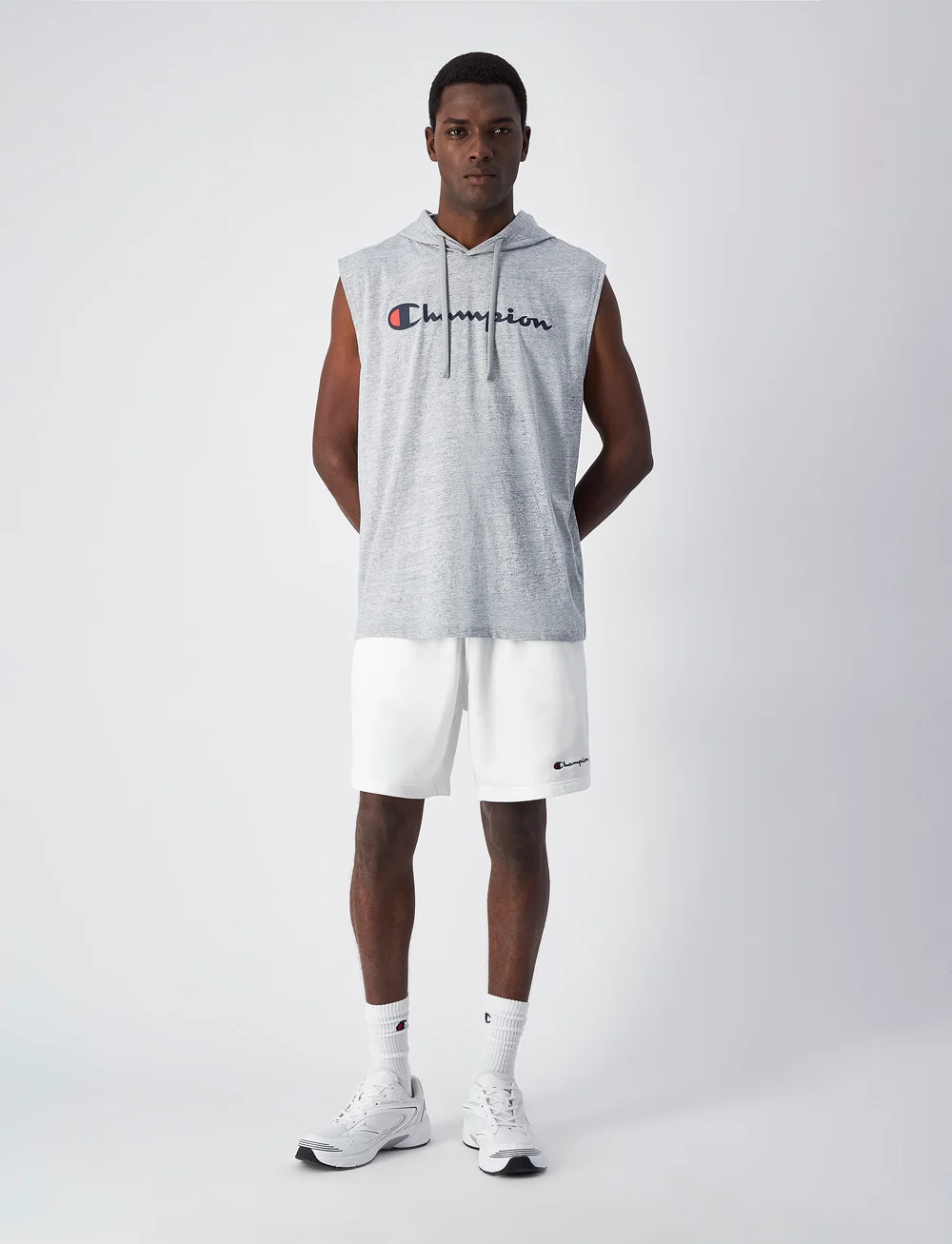 Champion - Hooded Tee - tank tops - new oxford grey melange - 0