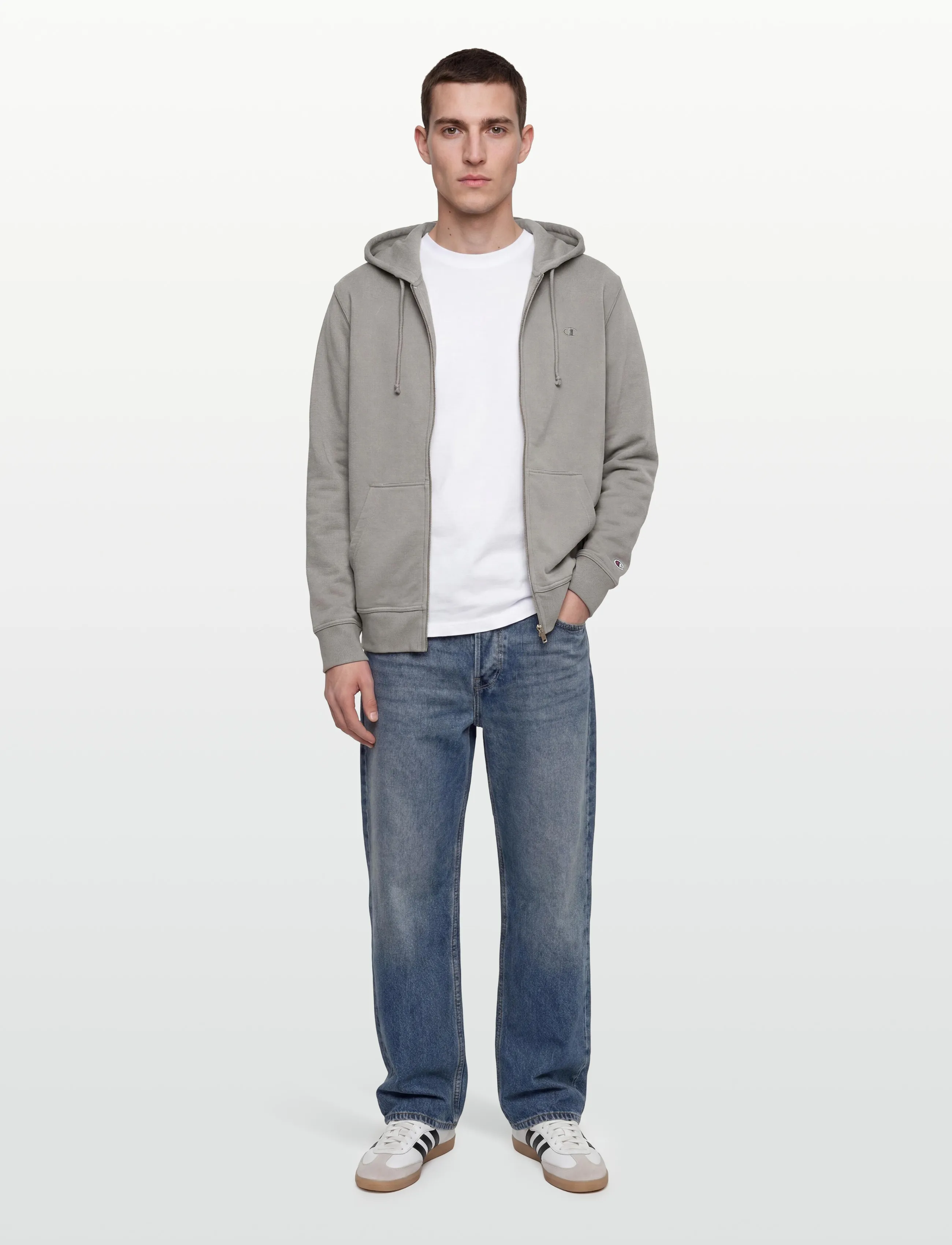 Champion Full Zip Hoodie Sweatshirt - Champion - ES035-MDG / grey