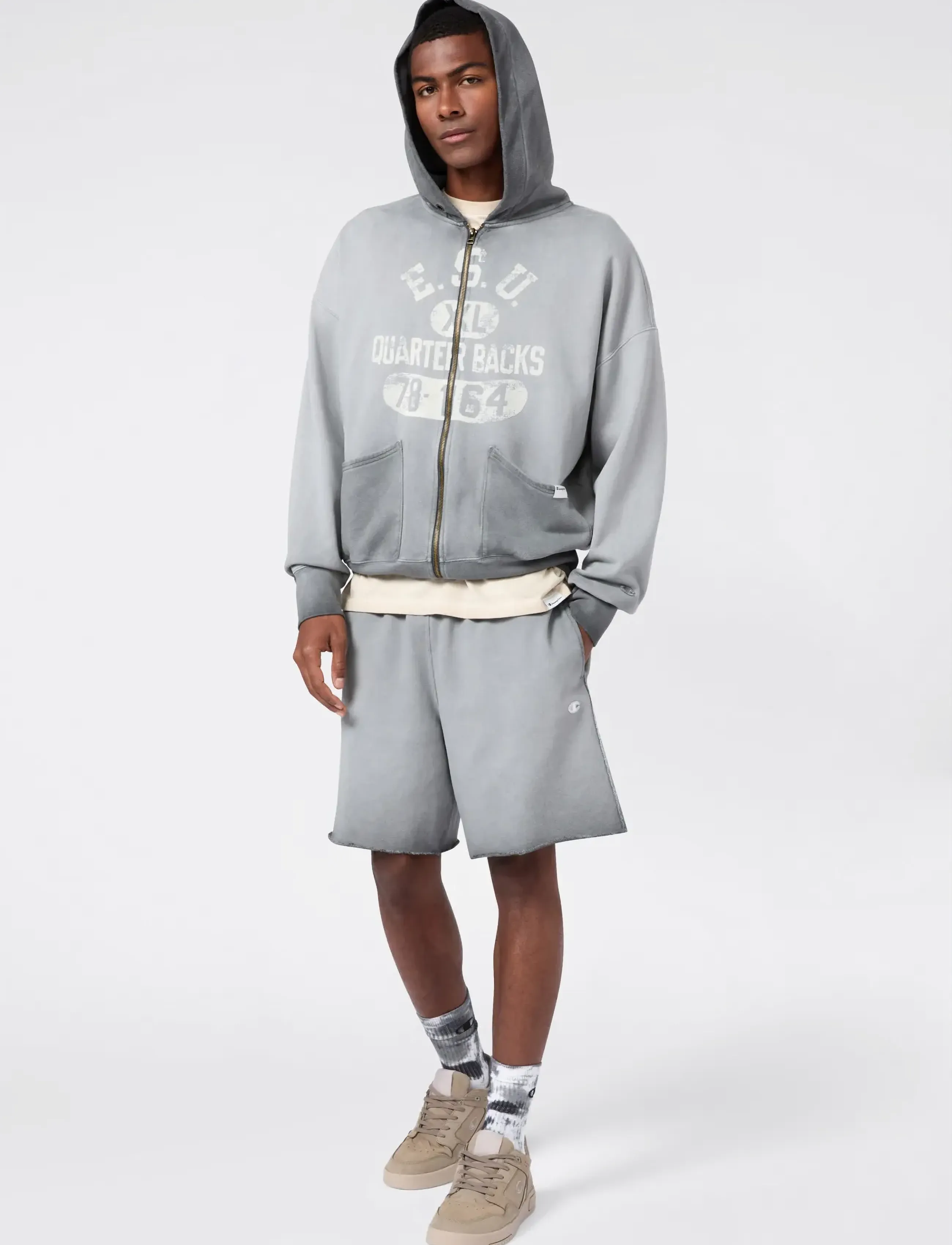 Champion Full Zip Hoodie Sweatshirt - Sweatshirts - KK022-FGY / grey