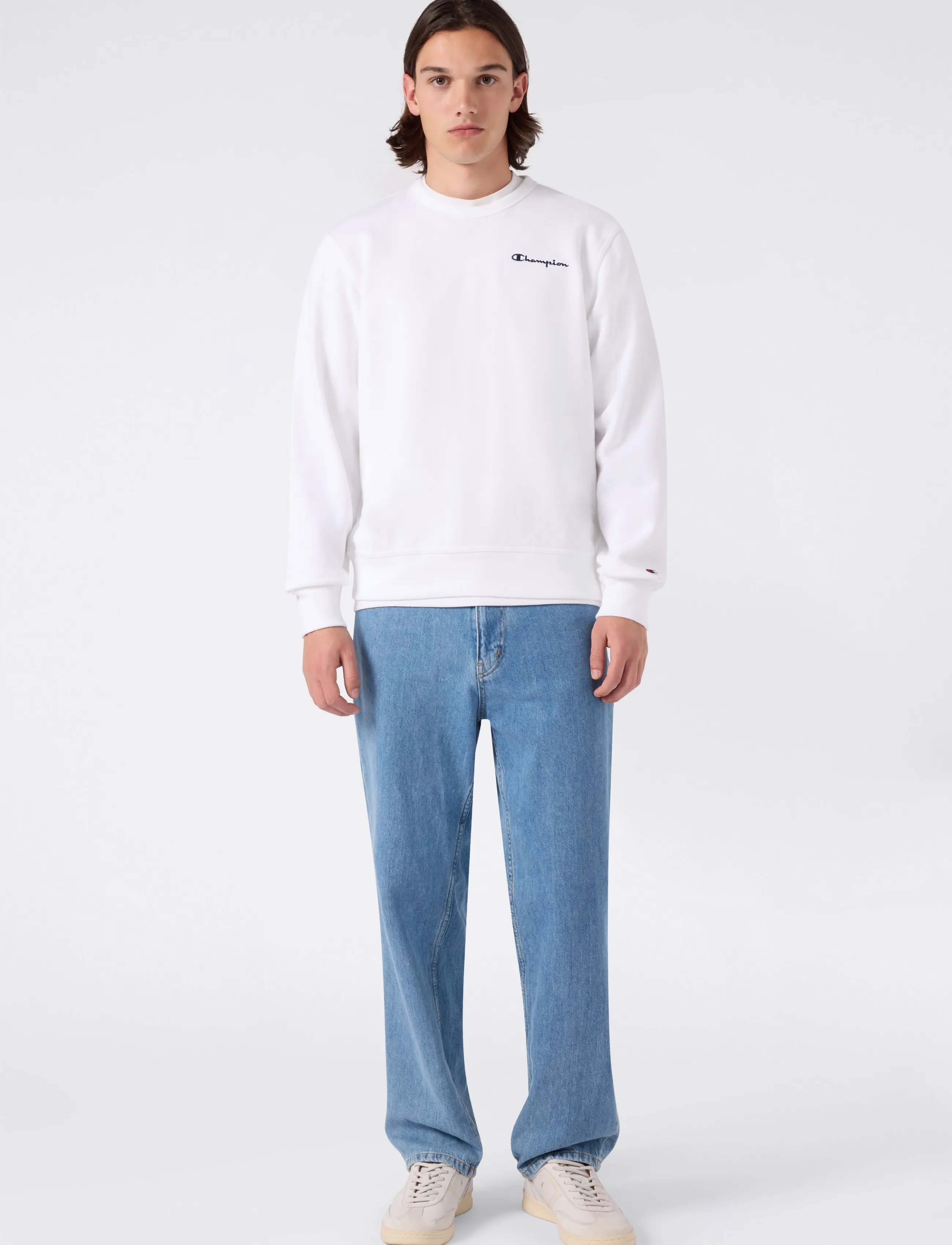 Champion Crewneck Sweatshirt, L, White, Sweatshirts & Hættetrøjer > Sweatshirts, Herre