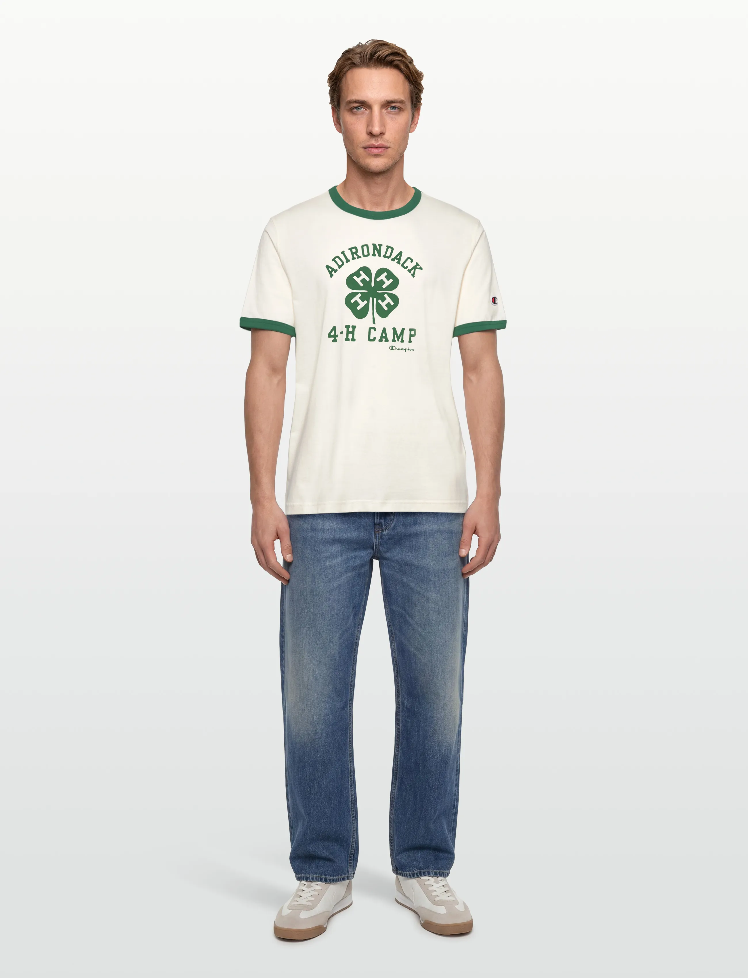 Champion Ringer T-Shirt, Mænd, Ringer T-Shirt, Cream, Str: S