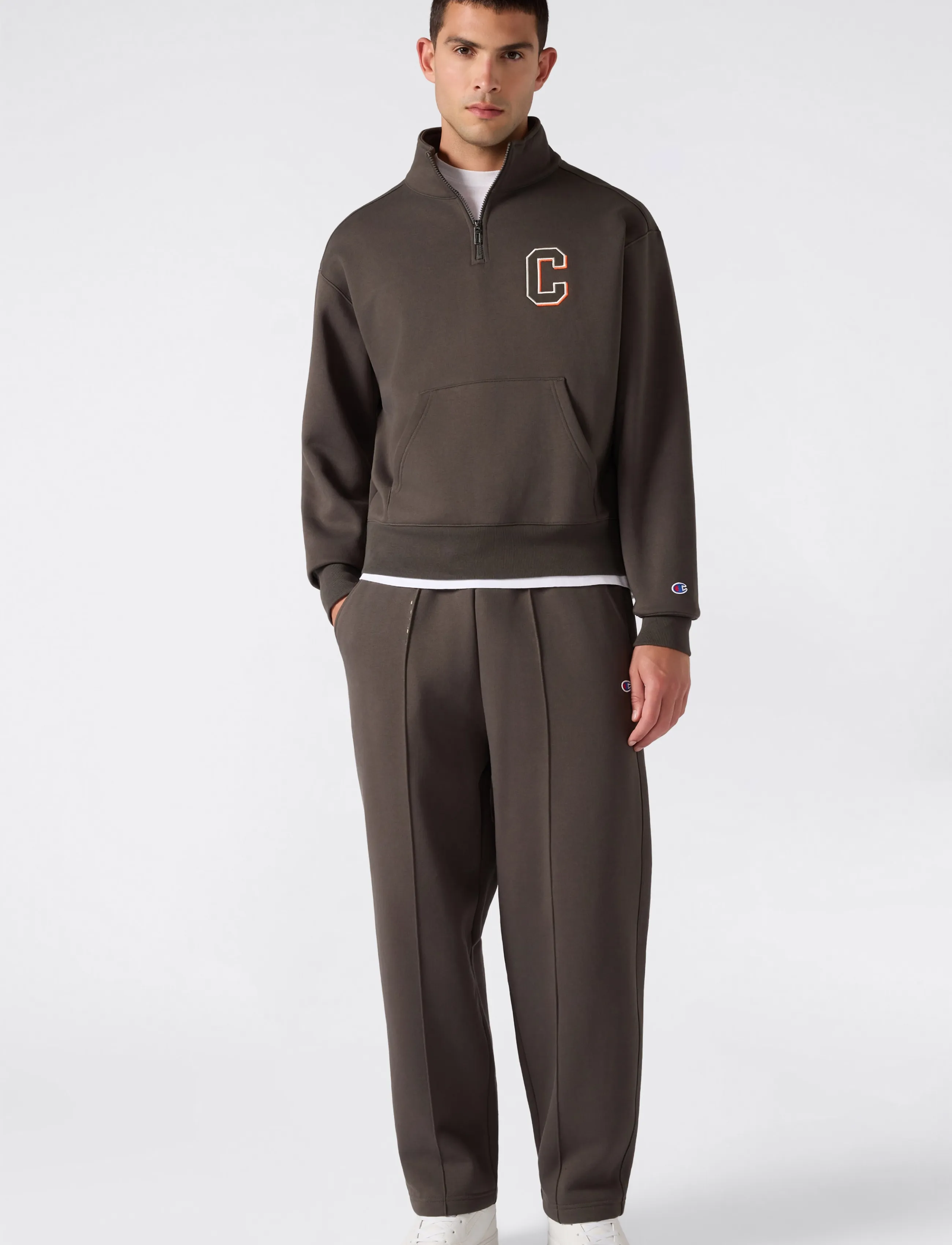 Champion Half Zip Sweatshirt - Sweatshirts & Hoodies - GS509-MOS / brown