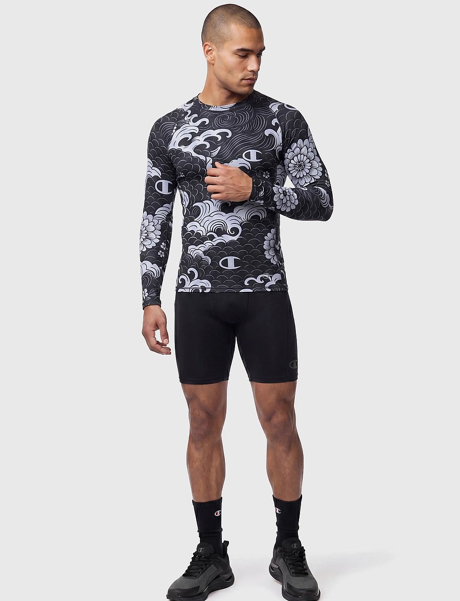 Champion - Long Sleeve Crewneck T-Shirt - baselayer overdele - kl001-nbk/allover - 0