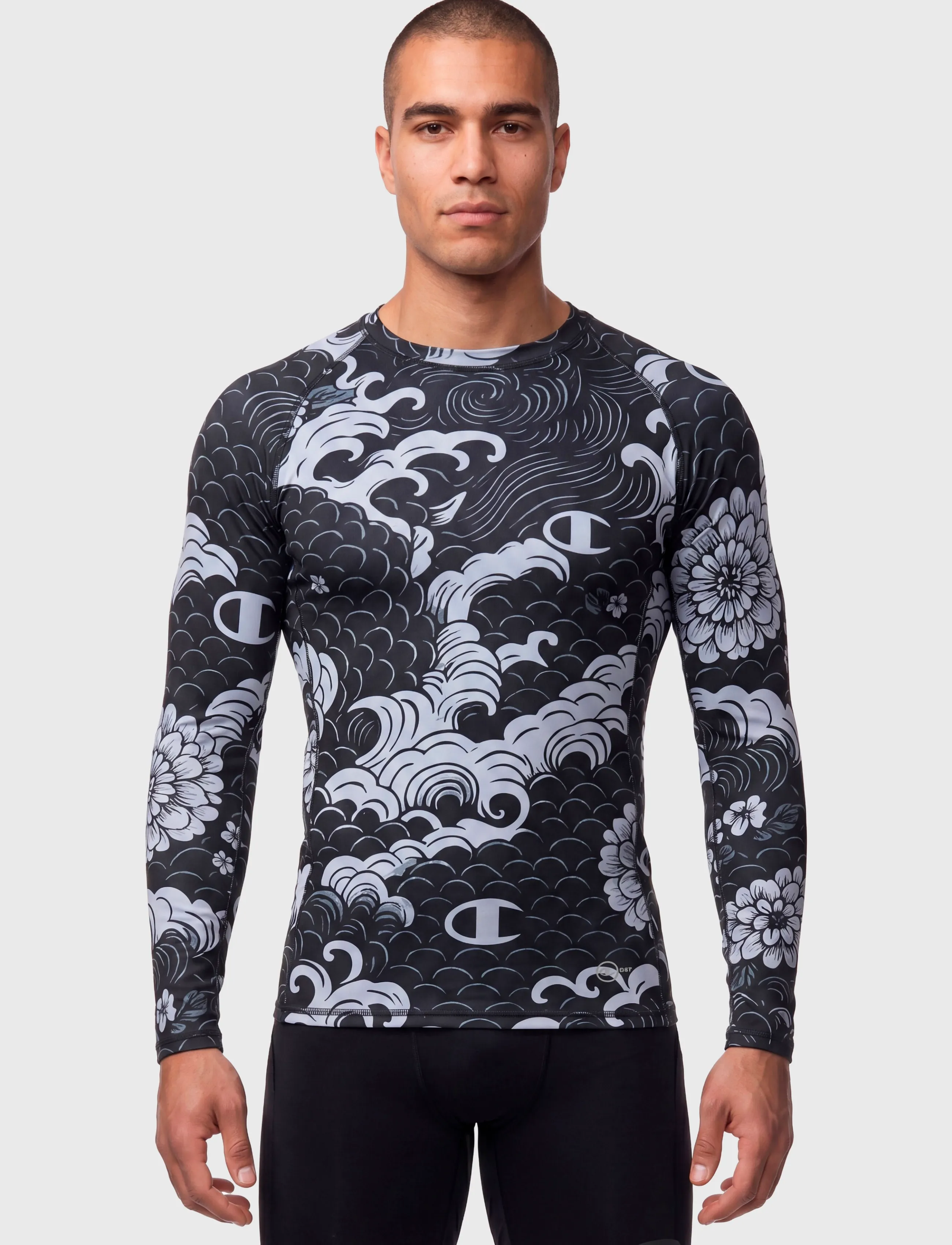 Champion - Long Sleeve Crewneck T-Shirt - baselayer overdele - kl001-nbk/allover - 2