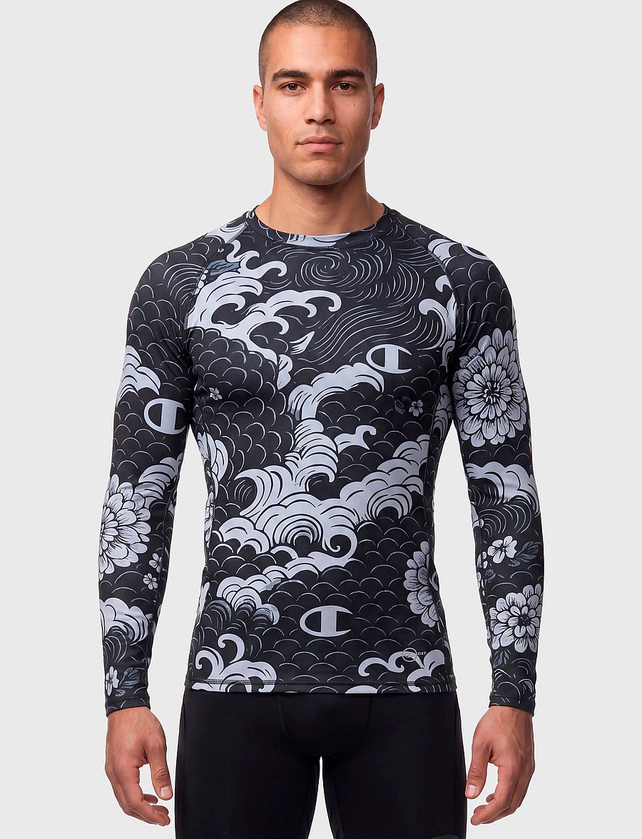 Champion - Long Sleeve Crewneck T-Shirt - baselayer overdele - kl001-nbk/allover - 2