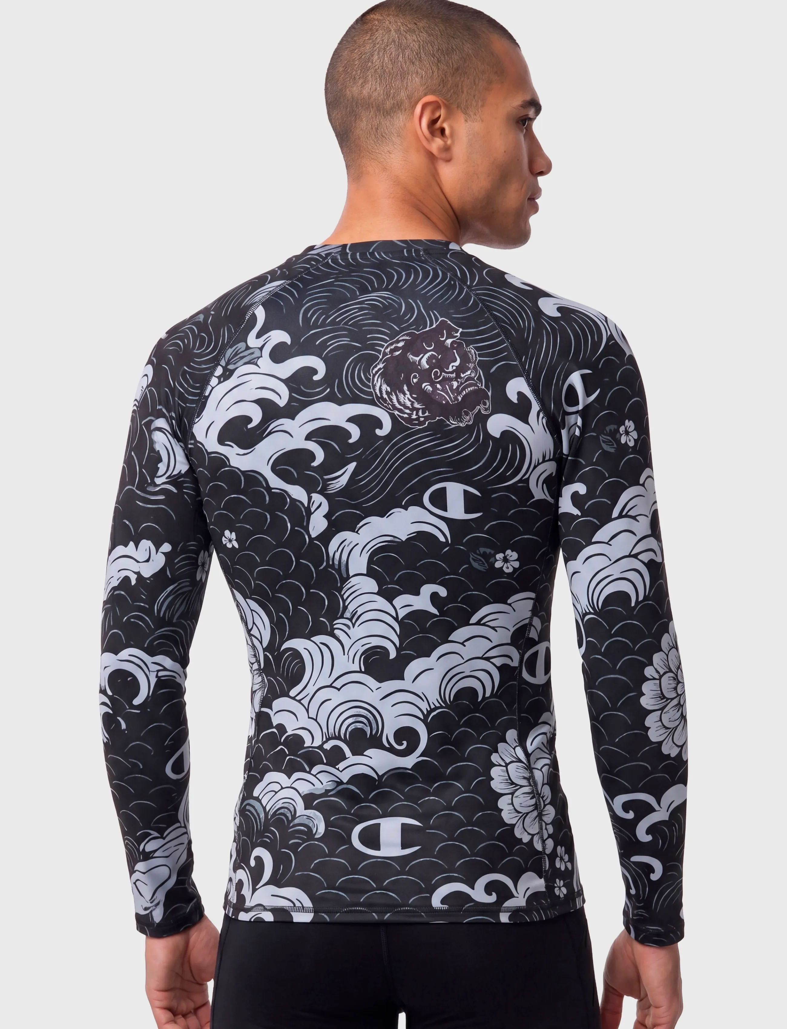 Champion - Long Sleeve Crewneck T-Shirt - baselayer overdele - kl001-nbk/allover - 3
