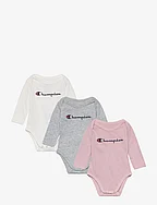 3PK LONGSLEEVE BODYSUITS - WHITE ALYSSUM