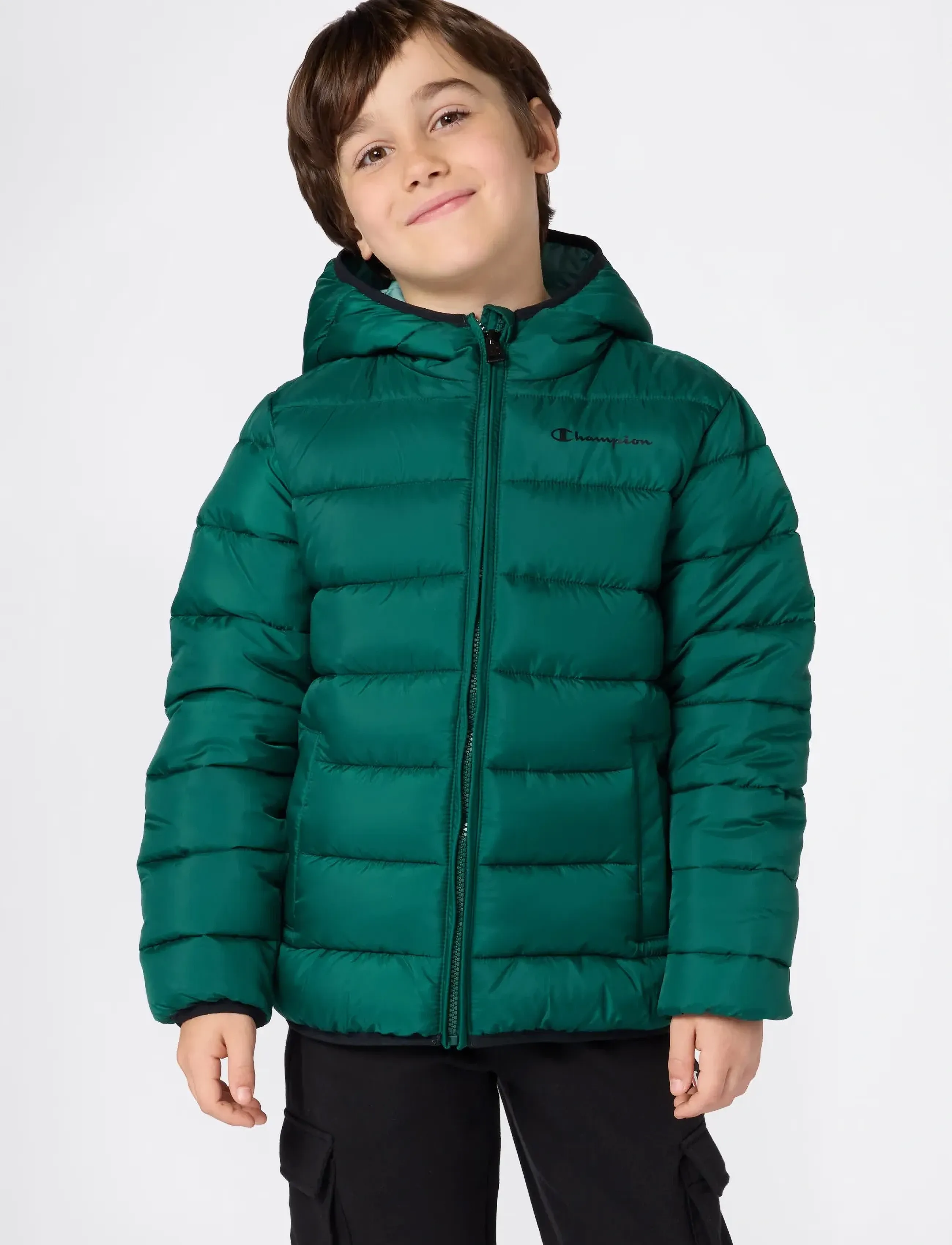 Champion Hooded Jacket, Børn, Hættejakke, Grøn, Str: 162-167