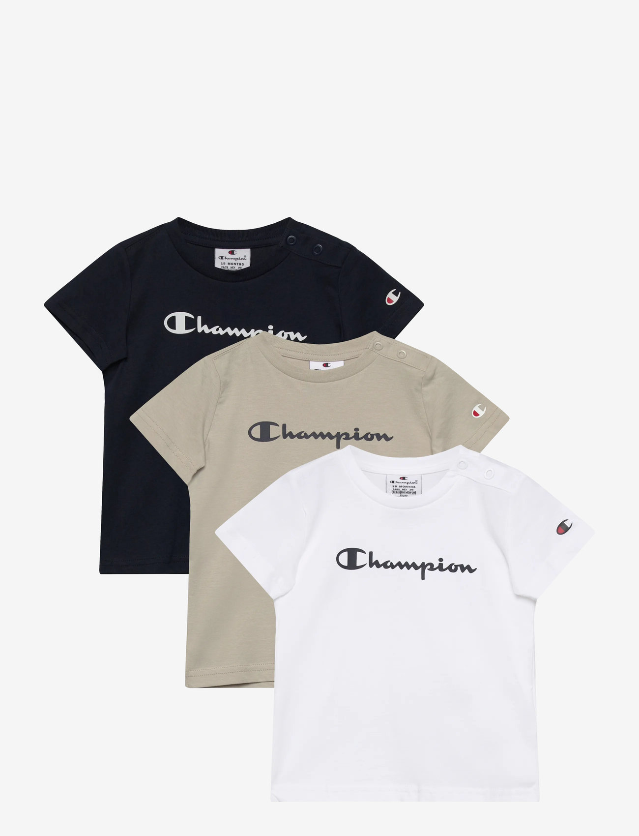 Champion - 3 pack SS Tee - efterårstøj - bs501-nny/wht/mlkb - 0