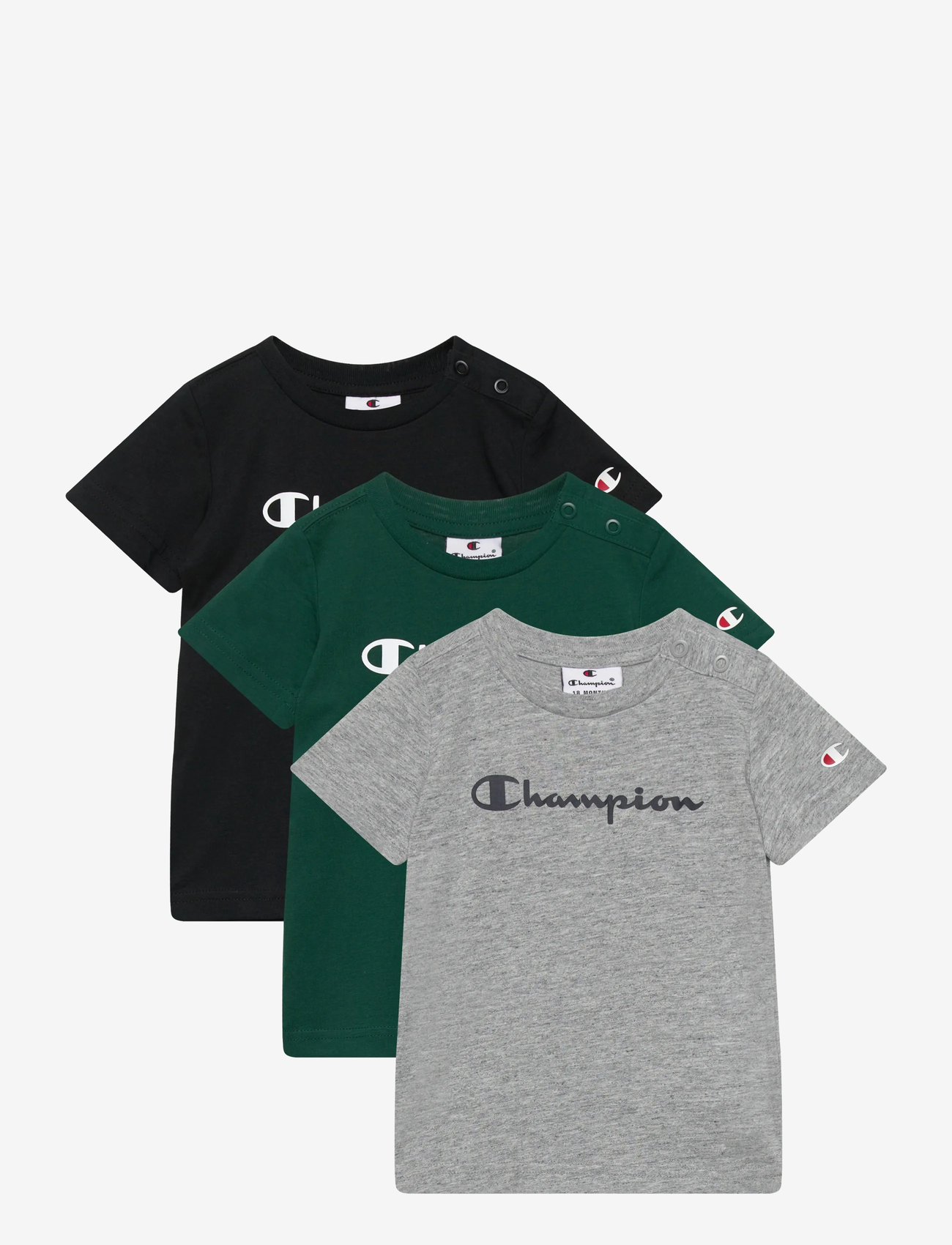 Champion - 3 pack SS Tee - efterårstøj - new oxford grey melange - 0