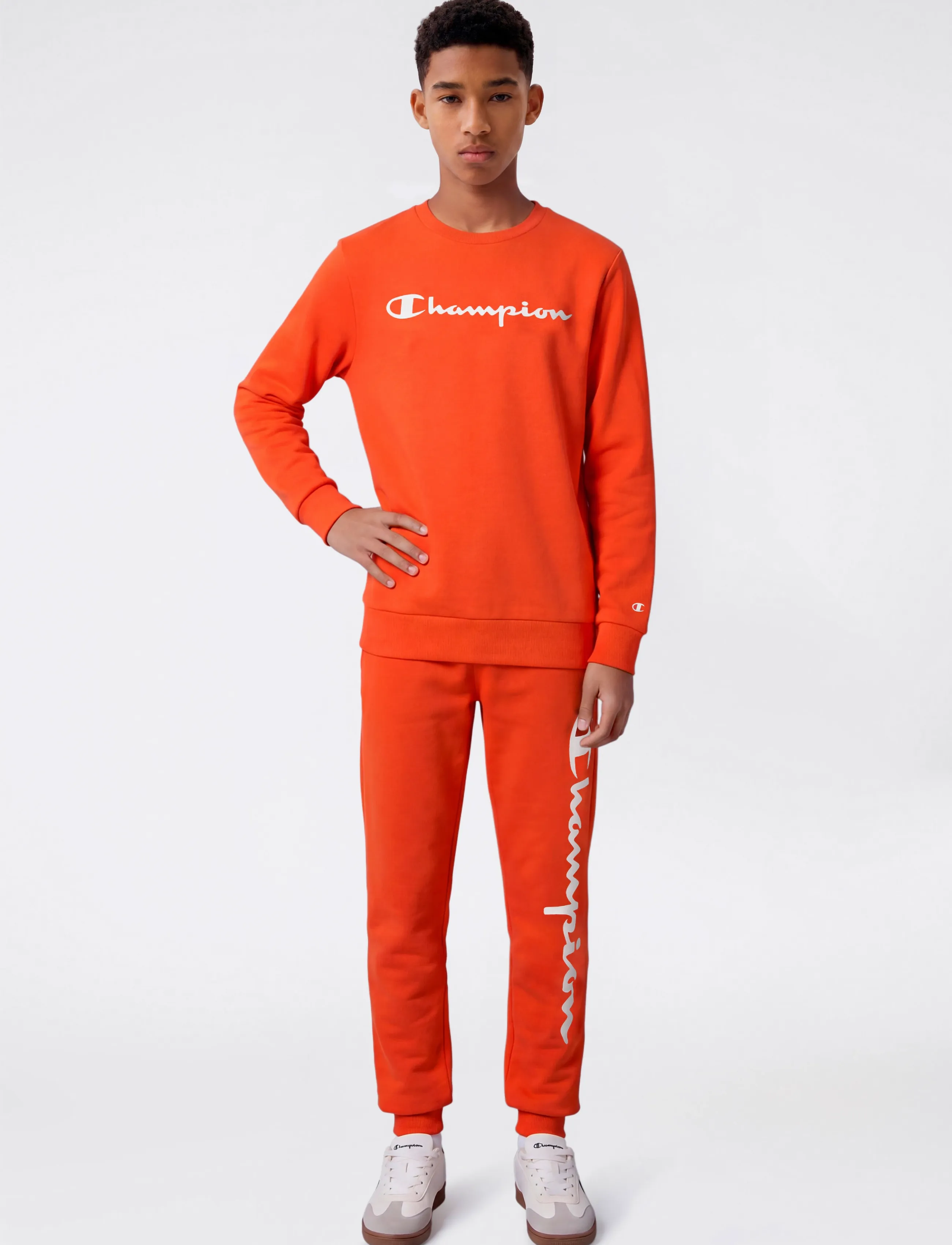 Champion Crewneck Sweatshirt, 114-119, Sweatshirts & Hoodies, Orange - Sweatshirts, Kinder
