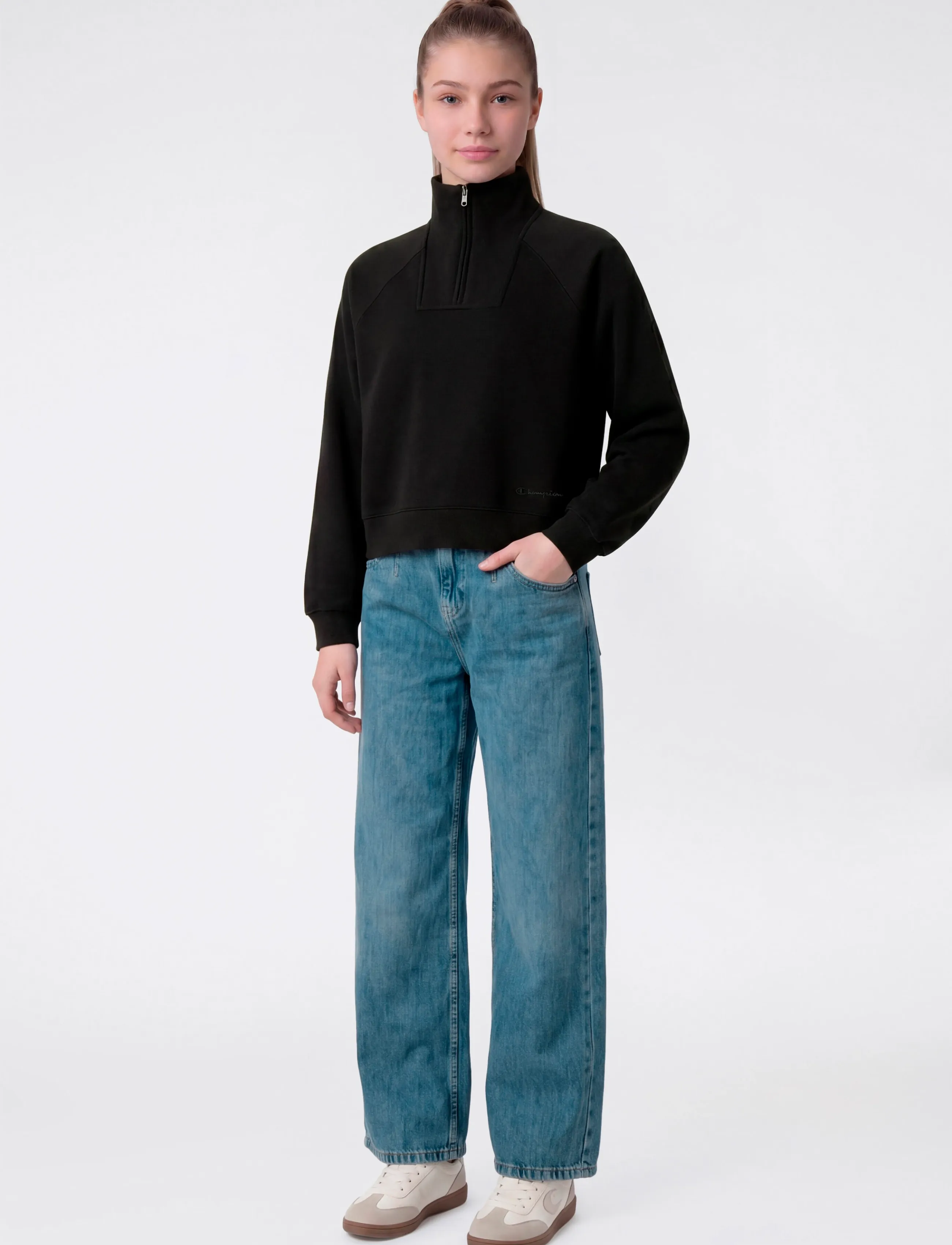 Champion Half Zip Sweatshirt, 138-143, Sweatshirts & Hoodies, Schwarz - Sweatshirts, Kinder