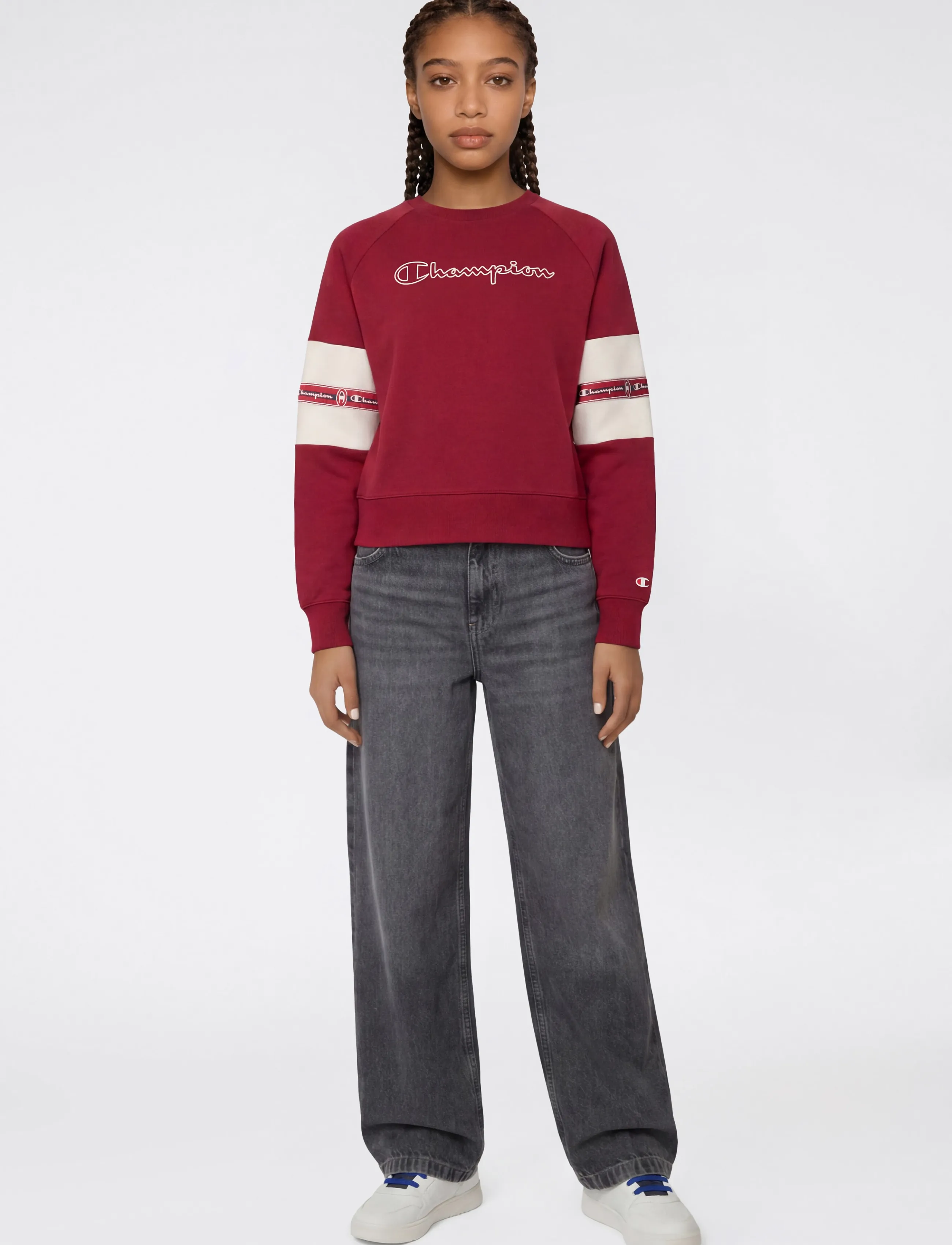 Champion Crewneck Sweatshirt, 114-119, Sweatshirts & Hoodies, Burgunderrot - Sweatshirts, Kinder